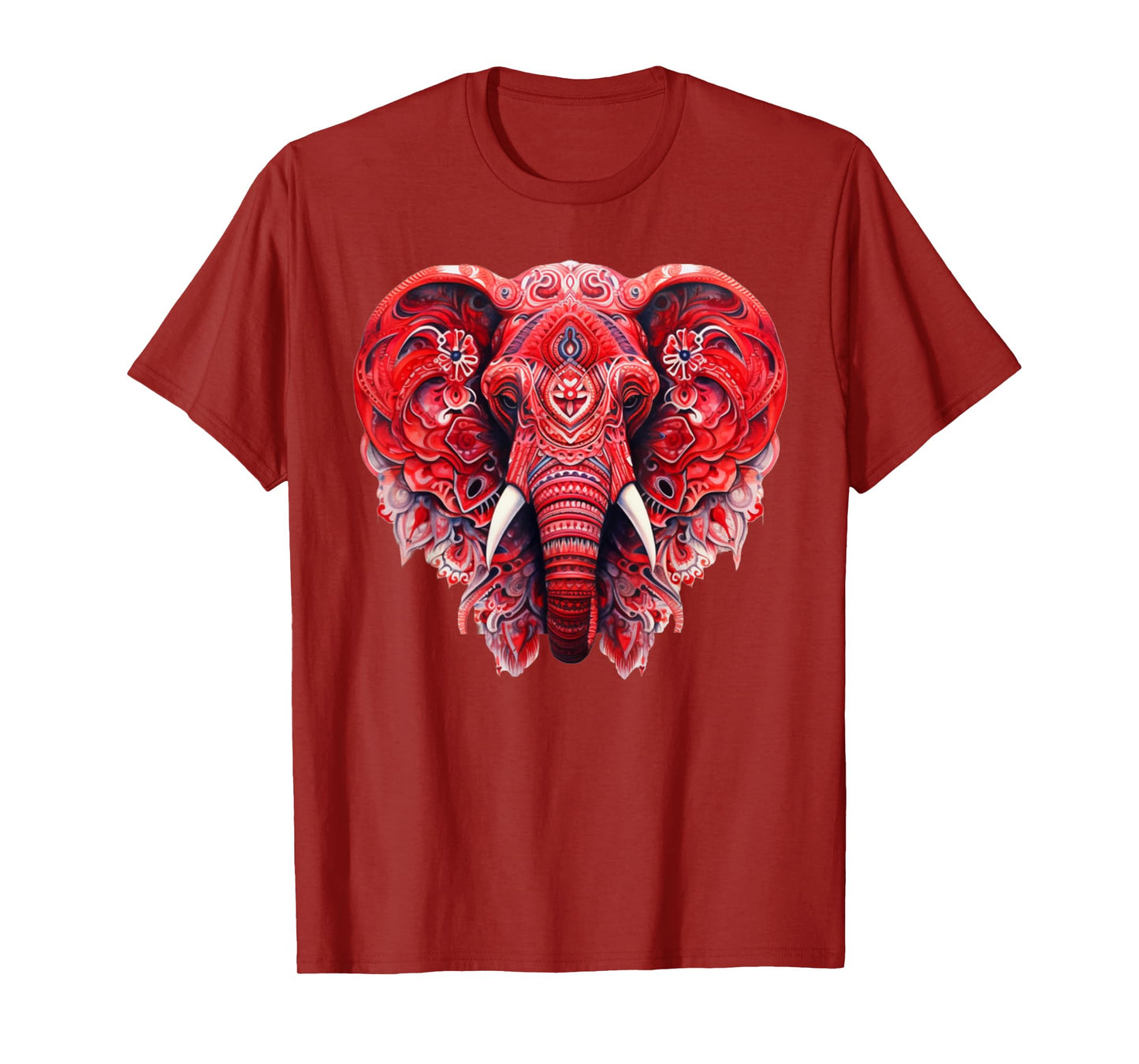 Red Mandala Aart Elephant Tribal Yoga Graphic T-Shirt