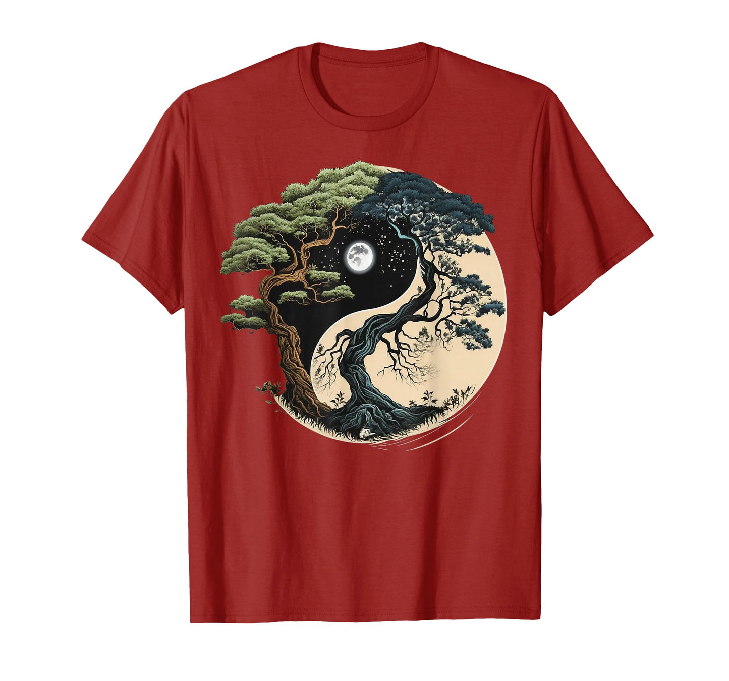 Yin Yang Tree of Life on Buddhist Bonsai Tree T-Shirt