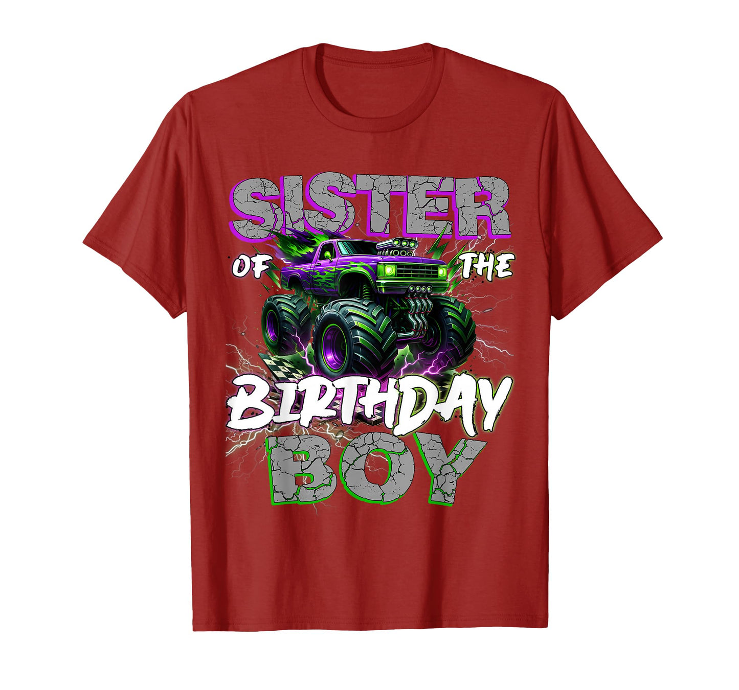 Sister Of The Birthday Monster Truck Family Matching Party T-Shirt