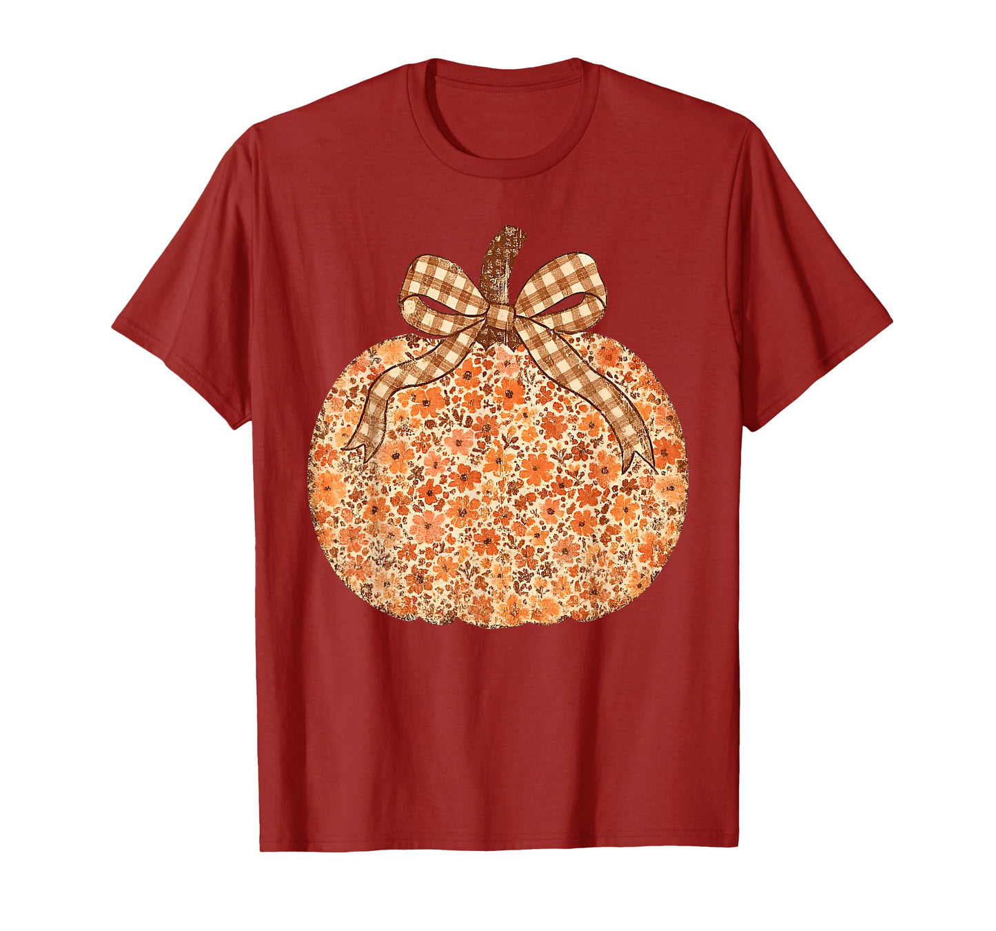 Coquette Bow Pumpkin Wildflower Thanksgiving Autumn Fall T-Shirt