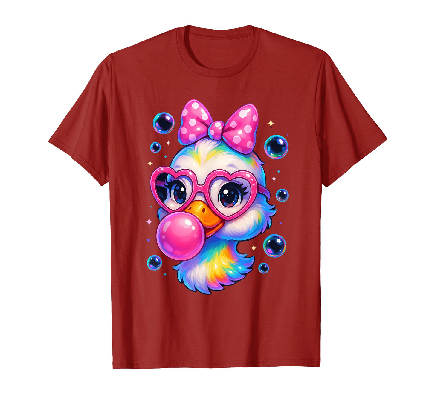Cool Rainbow Duck Sunglasses Bubblegum Cute Duck Girls T-Shirt