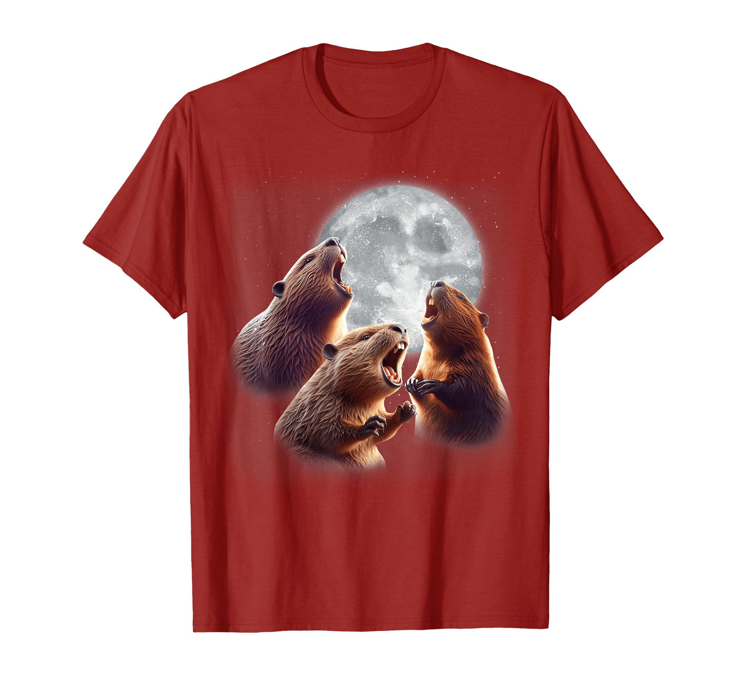 3 Beaver Howling At The Moon Funny Beaver Lover Rodent Kids T-Shirt