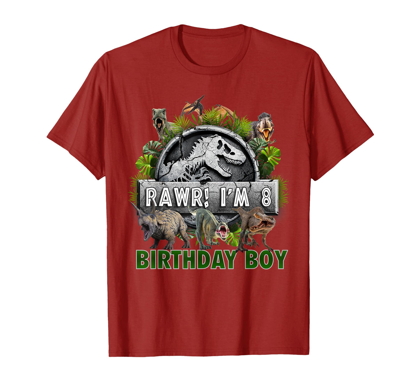 Kids 8 Year Old Shirt 8th Birthday Boy T Rex Dinosaur T-Shirt