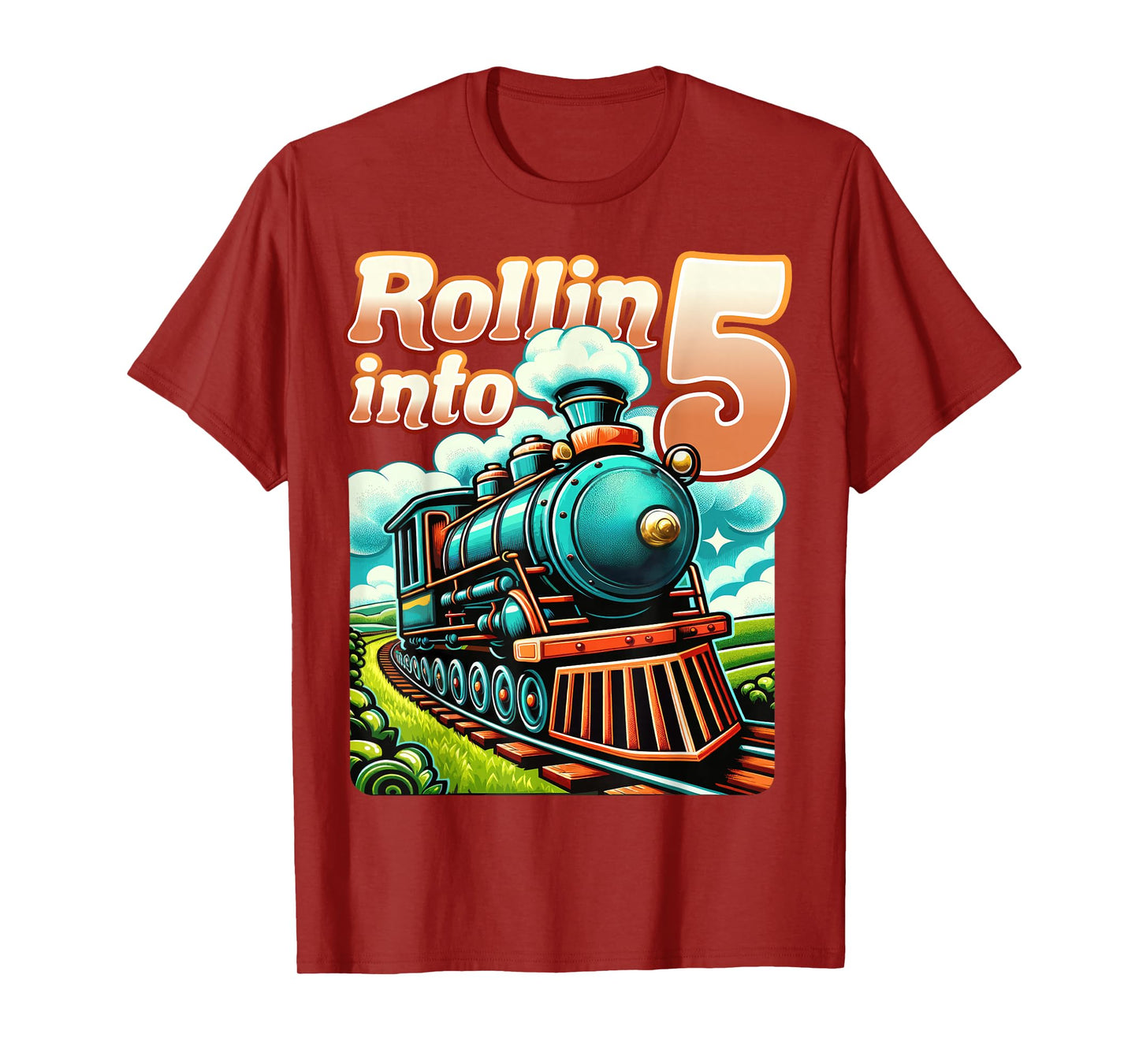 Rollin' into 5 Train 5th Birthday Party Supply Birthday Boy T-Shirt