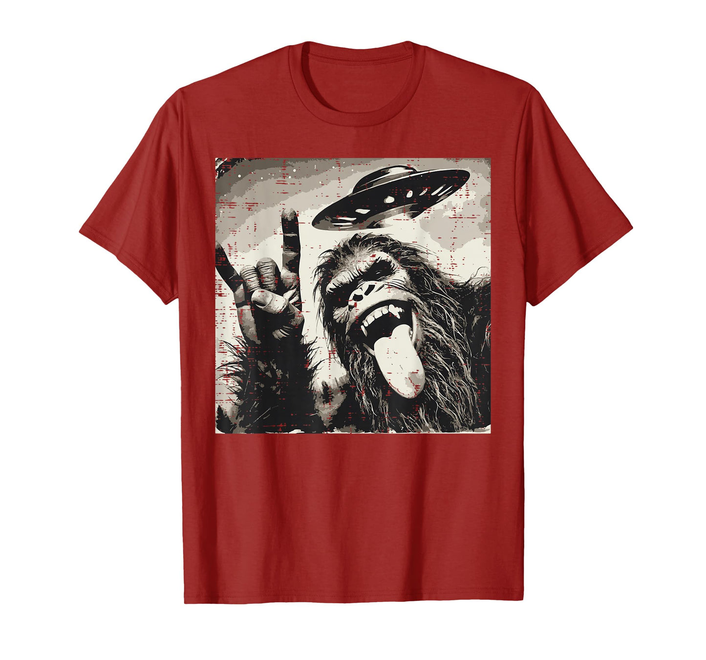 Bigfoot Rocker Tongue Ufo Selfie Sasquatch Rock Men Boys Kid T-Shirt
