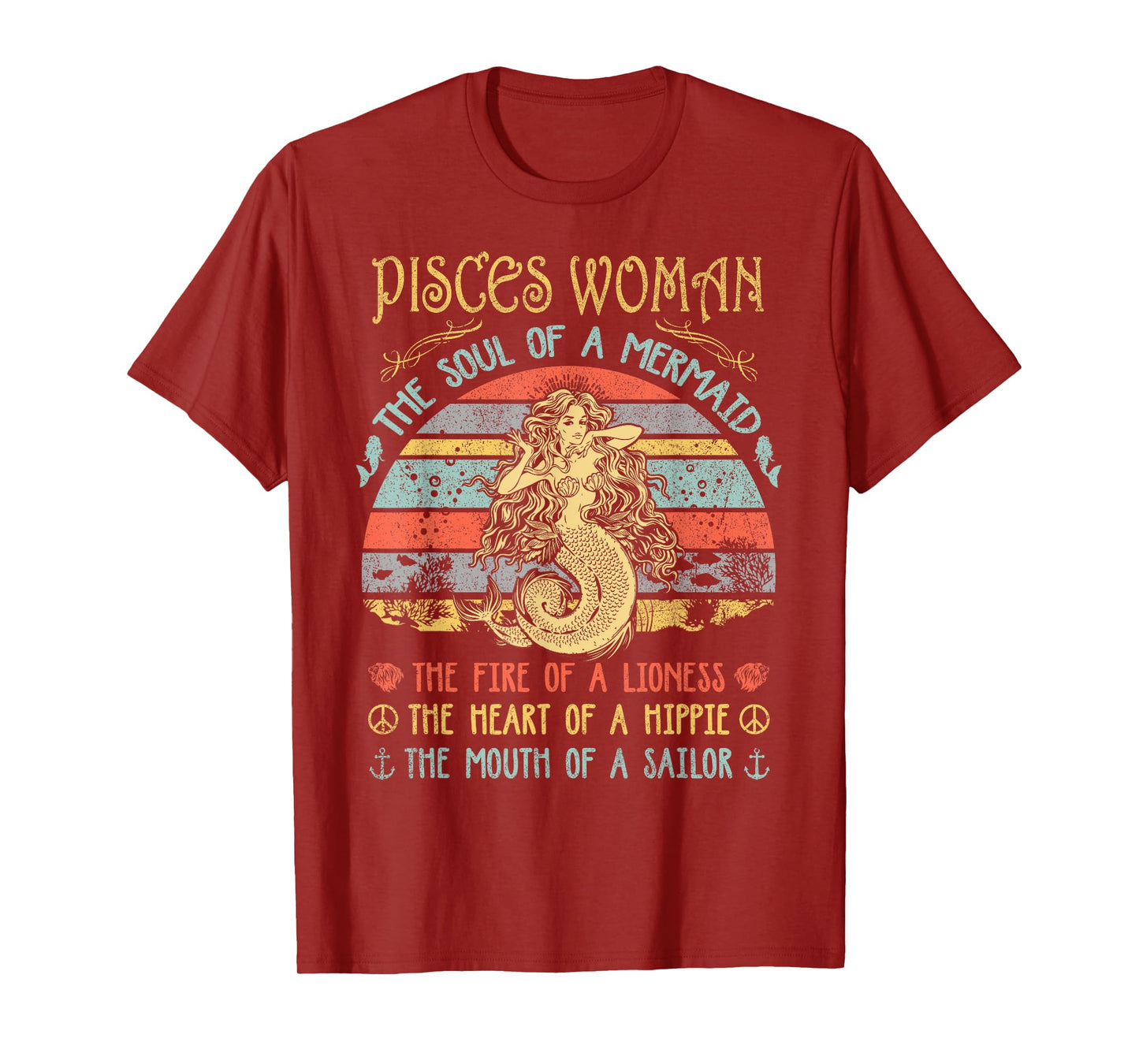 Pisces Woman The Soul Of A Mermaid Vintage Birthday T-Shirt