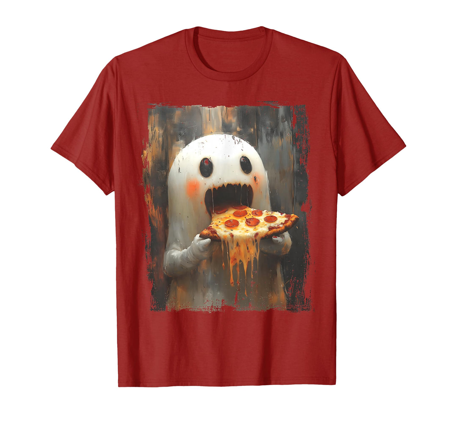 Cute Pizza Ghost Eating Pizza Funny Halloween Food Lovers T-Shirt