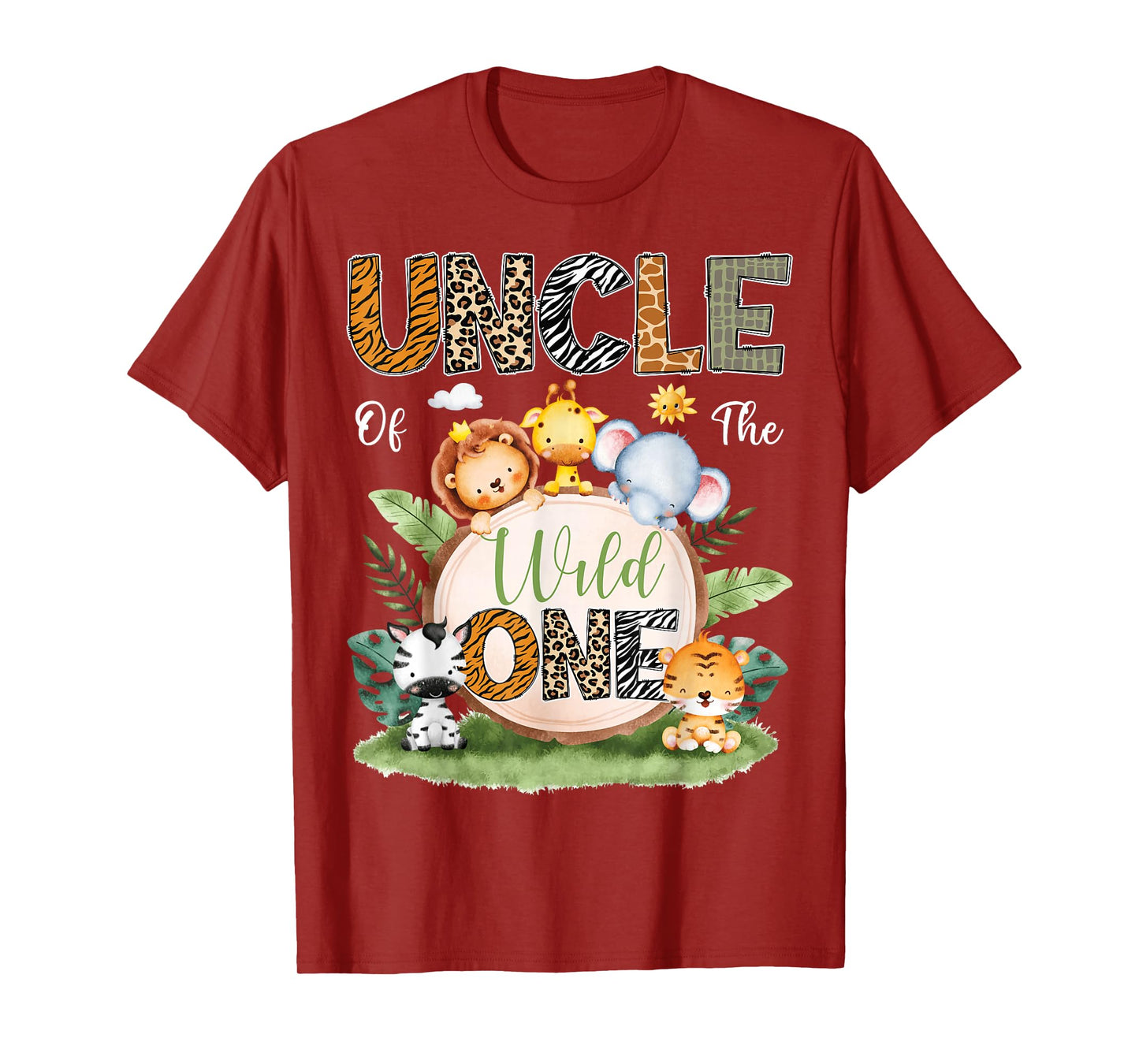Uncle Of The Wild One 1St Birthday Kids Safari Jungle T-Shirt