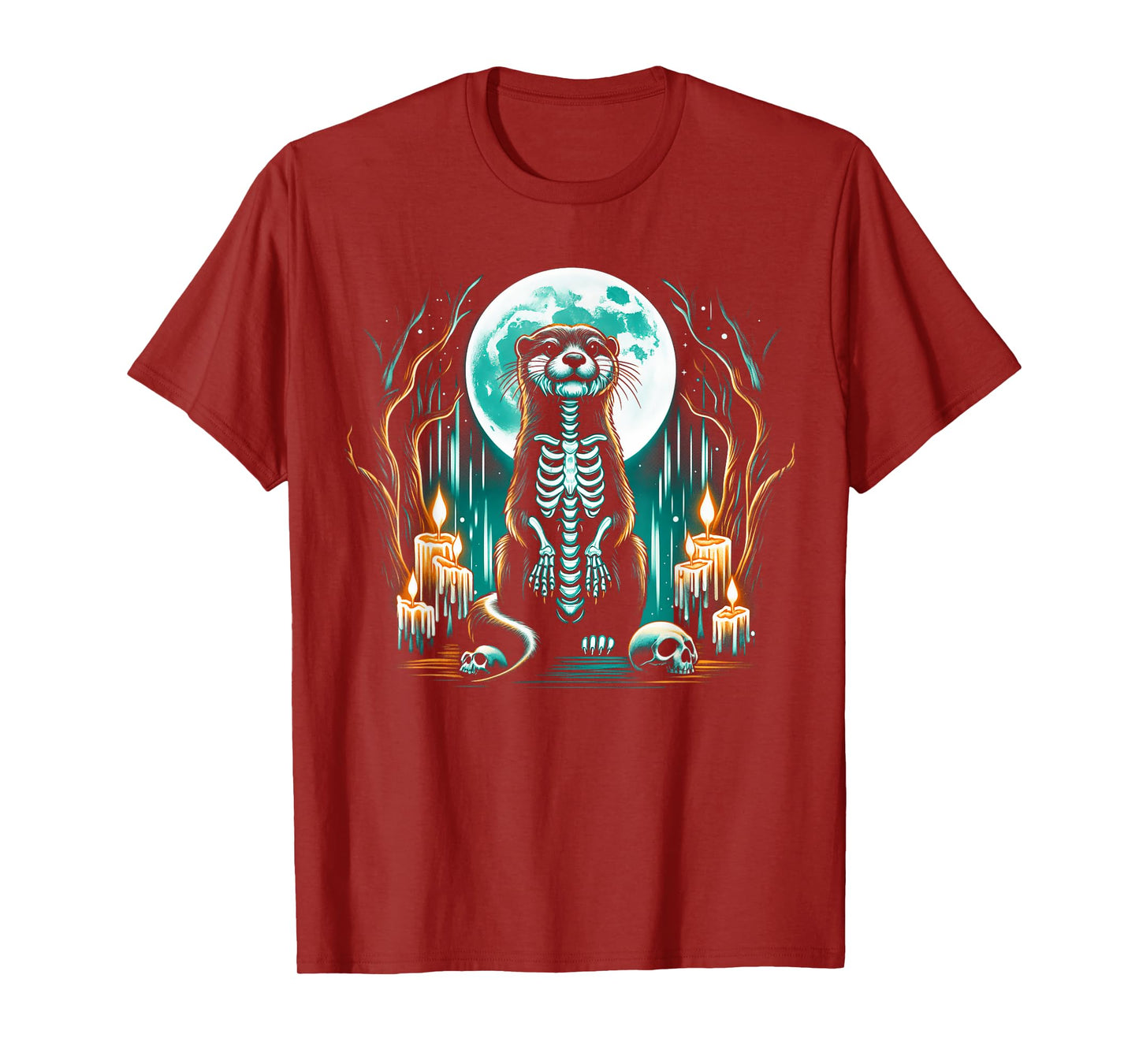 Cool Otter Skeleton Halloween Christmas Birthday T-Shirt