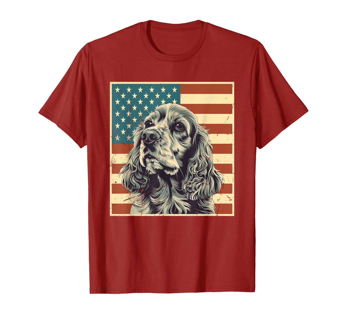 Cocker Spaniel Vintage American Flag Dog Lover 4th of July T-Shirt