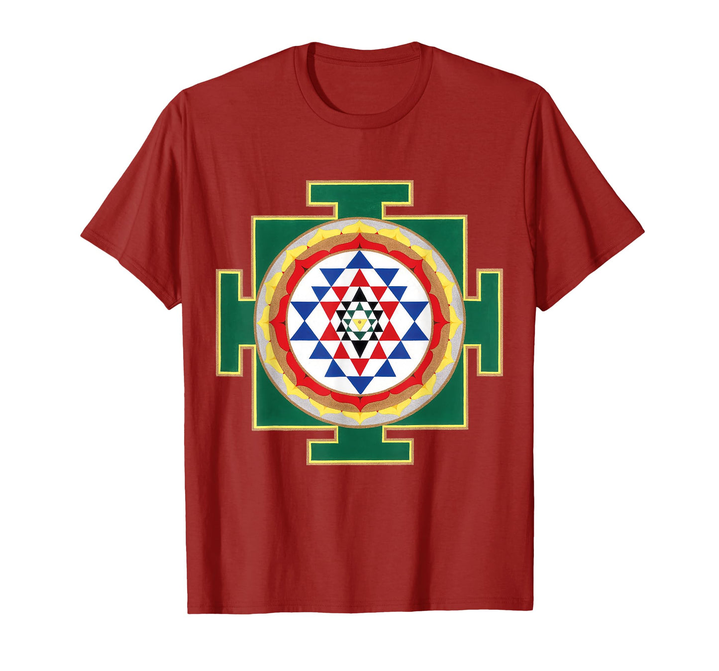 Trendzshops Positive Energy Sri Yantra T-Shirt - Unisex-Adult, Black, Small, Short Sleeve, Cotton, Polyester