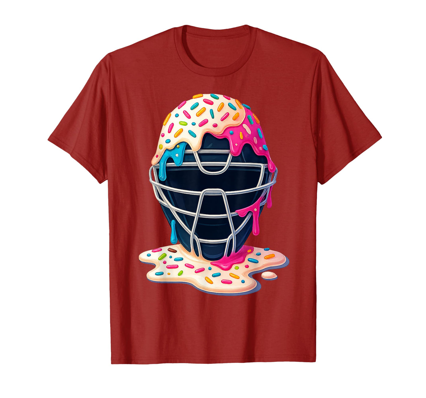 Baseball Catcher Mask Ice Cream Funny Gift Men Women Boy Kid T-Shirt