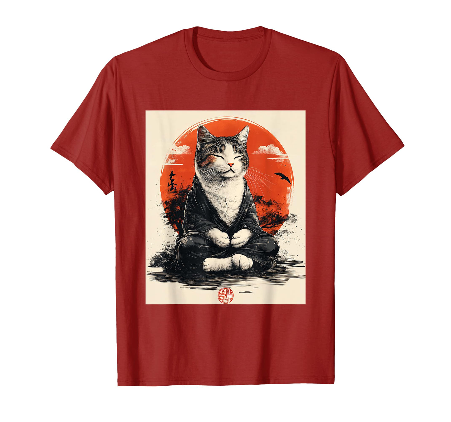 Zen Cat T-Shirt - Meditating Japanese Art Style Graphic Tee Men Women Kids T-Shirt