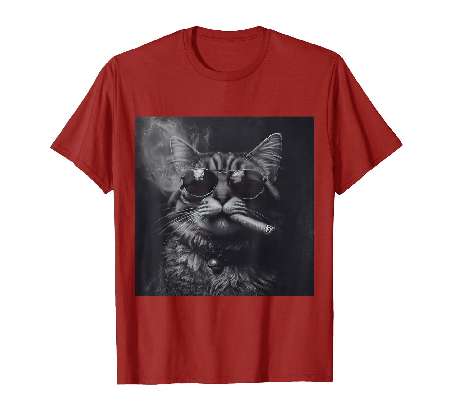Smoking Cat Moody Noir Black And White Art Funny T-Shirt