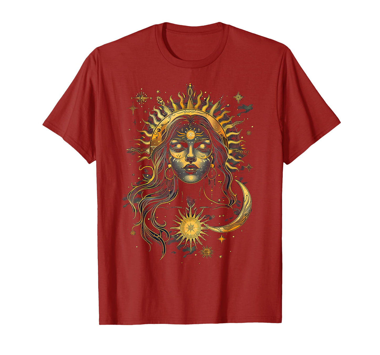 mystic sun and moon woman mystical flowers aesthetic T-Shirt