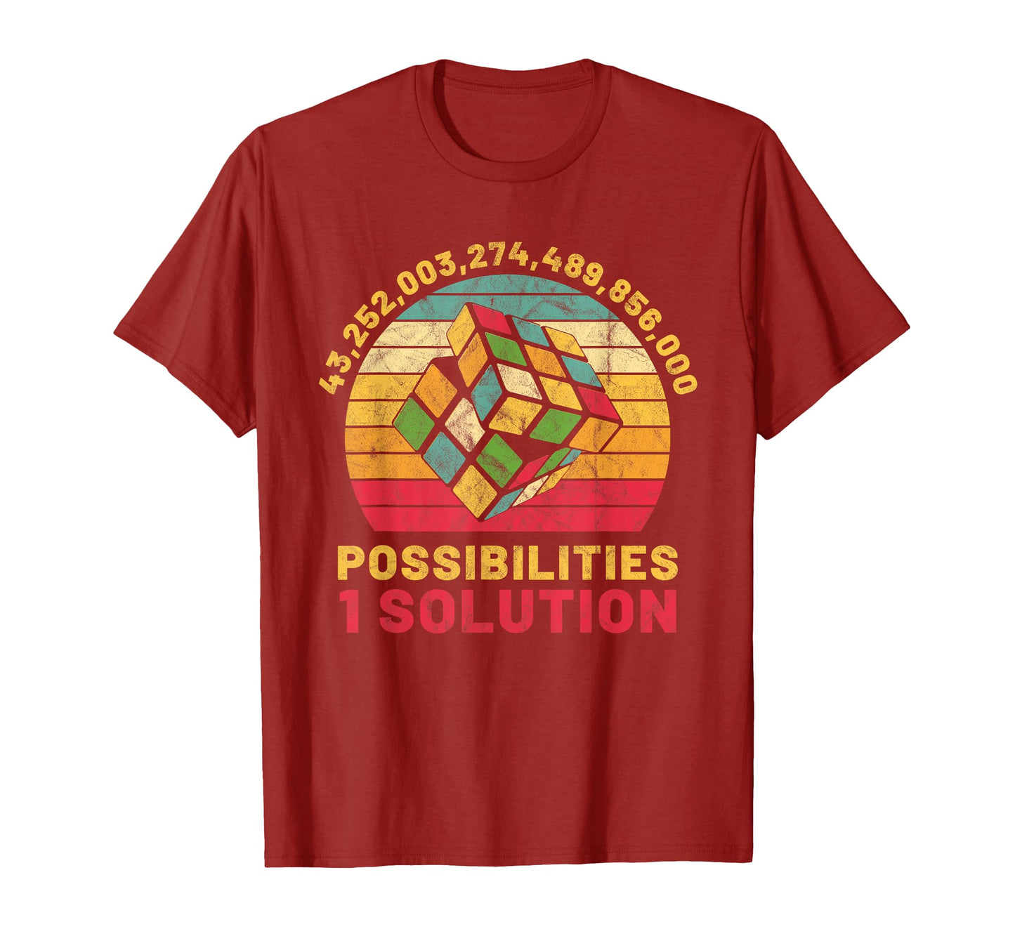 Puzzle Cube Funny One Solution Speed Cubing Retro Math T-Shirt