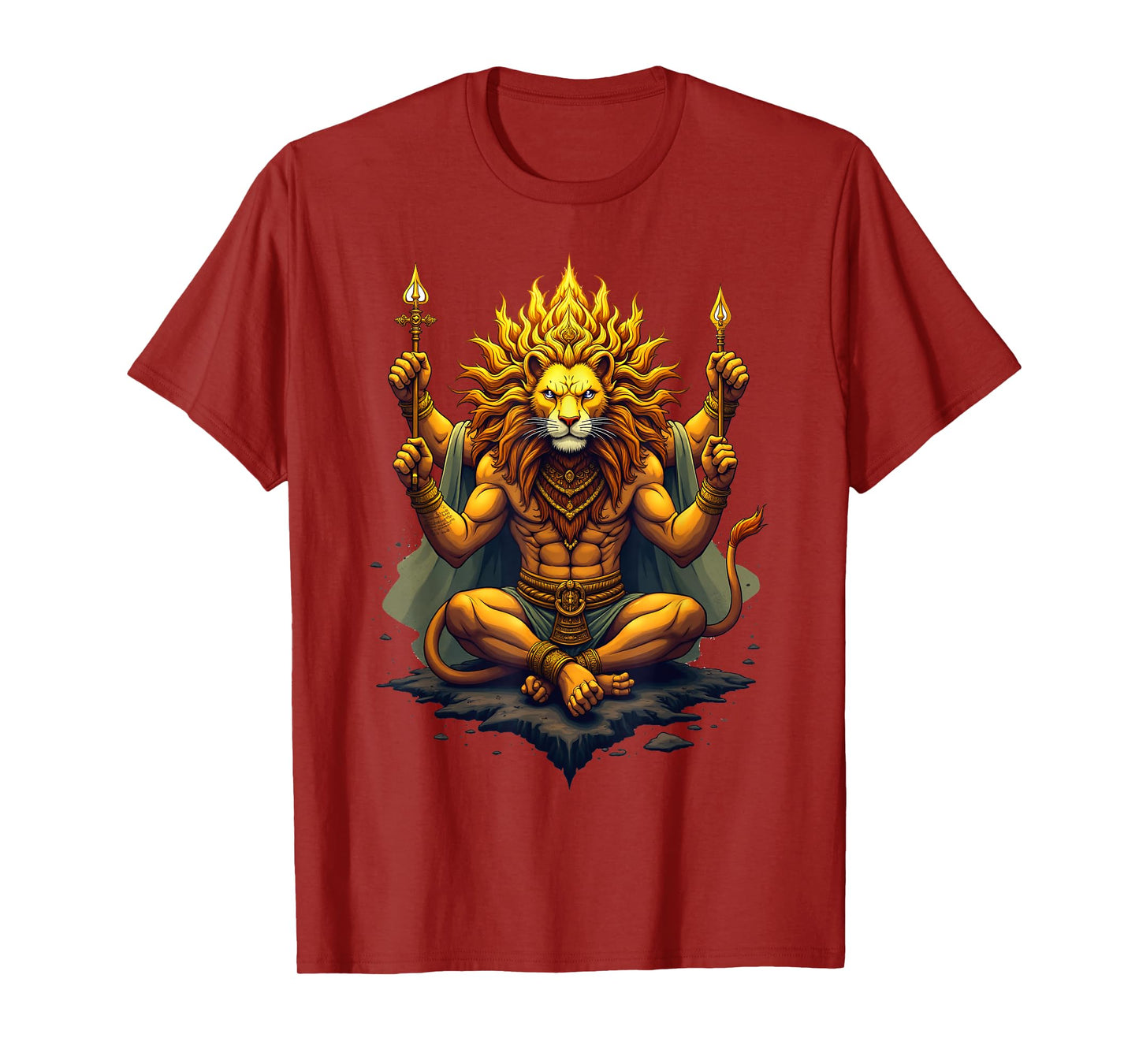 Majestätischer Narasimha Löwengott Design Göttliche Symbole T-Shirt
