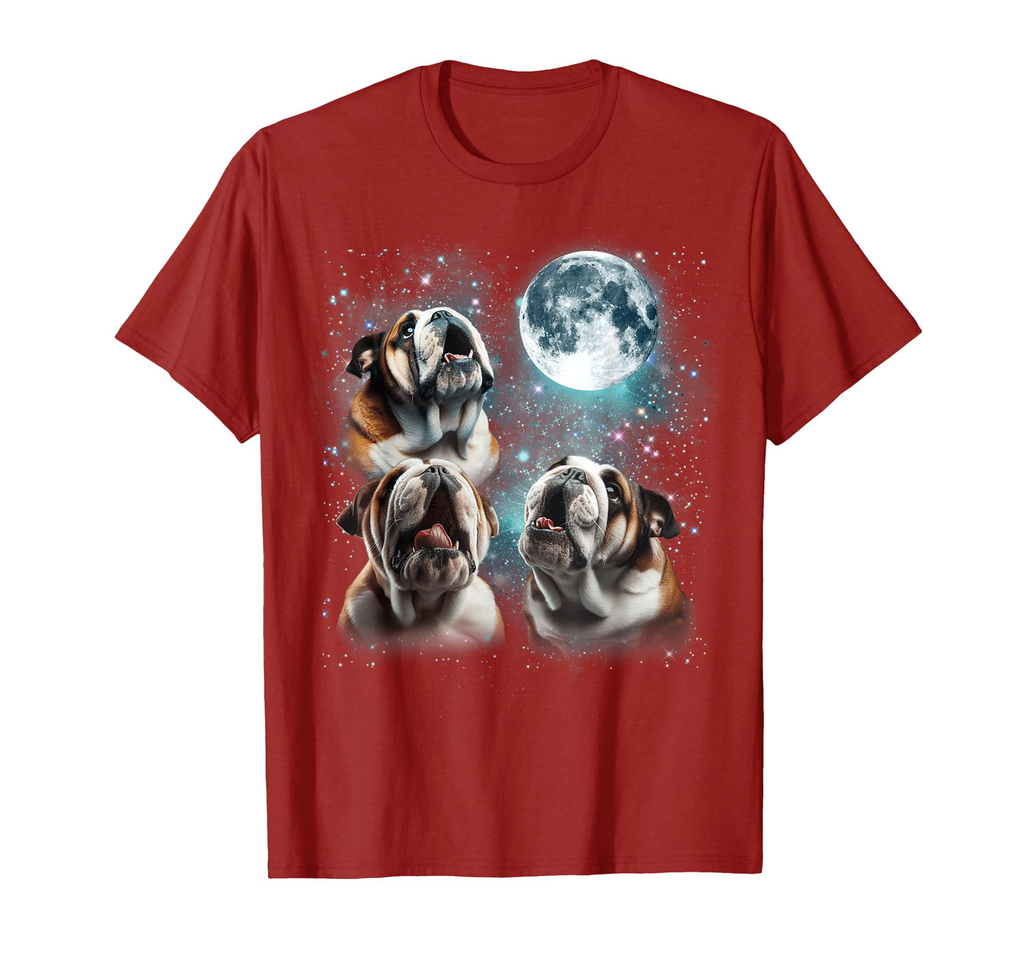 3 English Bulldog Moon Howling Funny Gifts For Men Women Kid T-Shirt