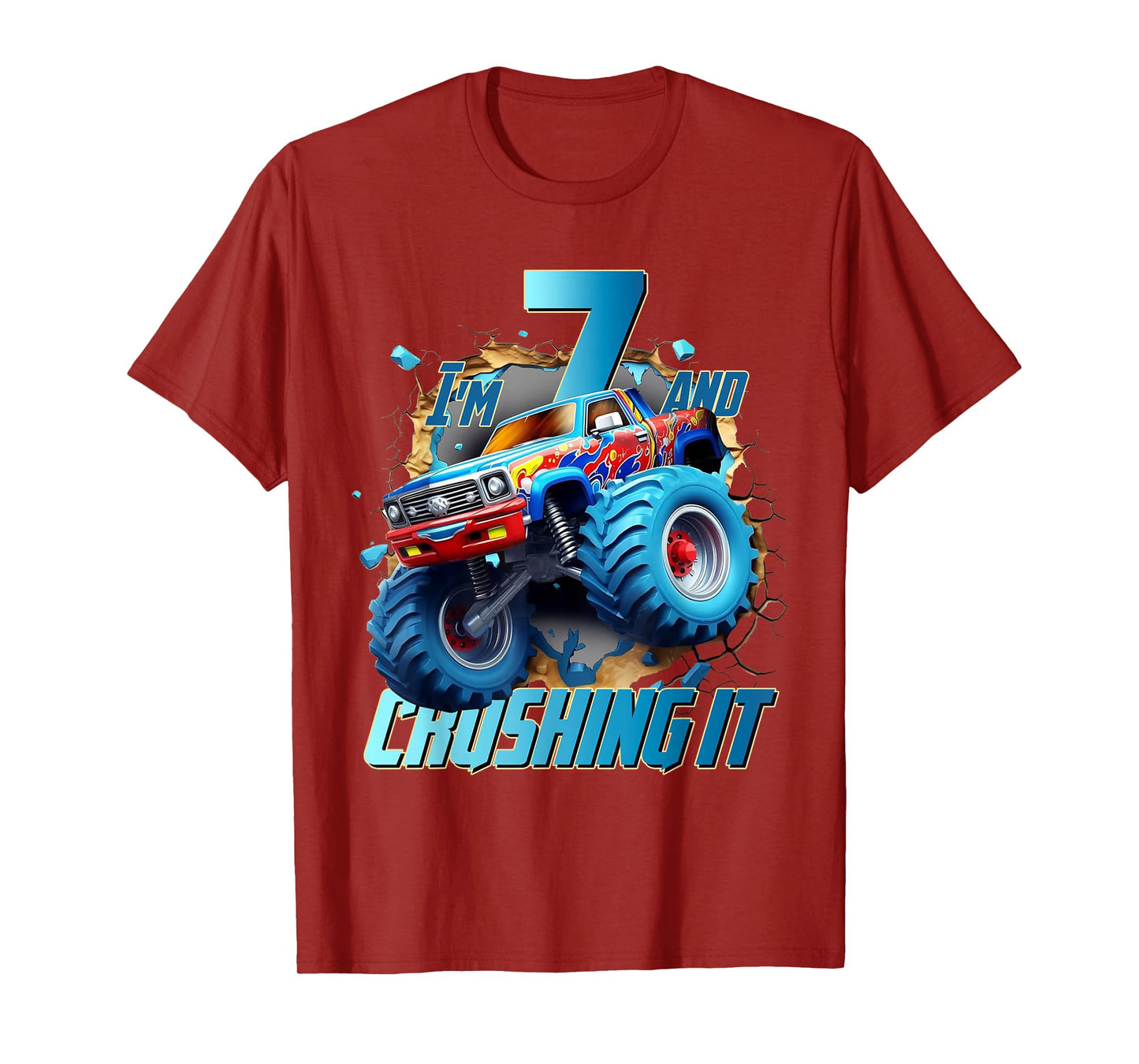 I'm Crushing it Monster Truck 7 Year Old Boys 7th Birthday T-Shirt
