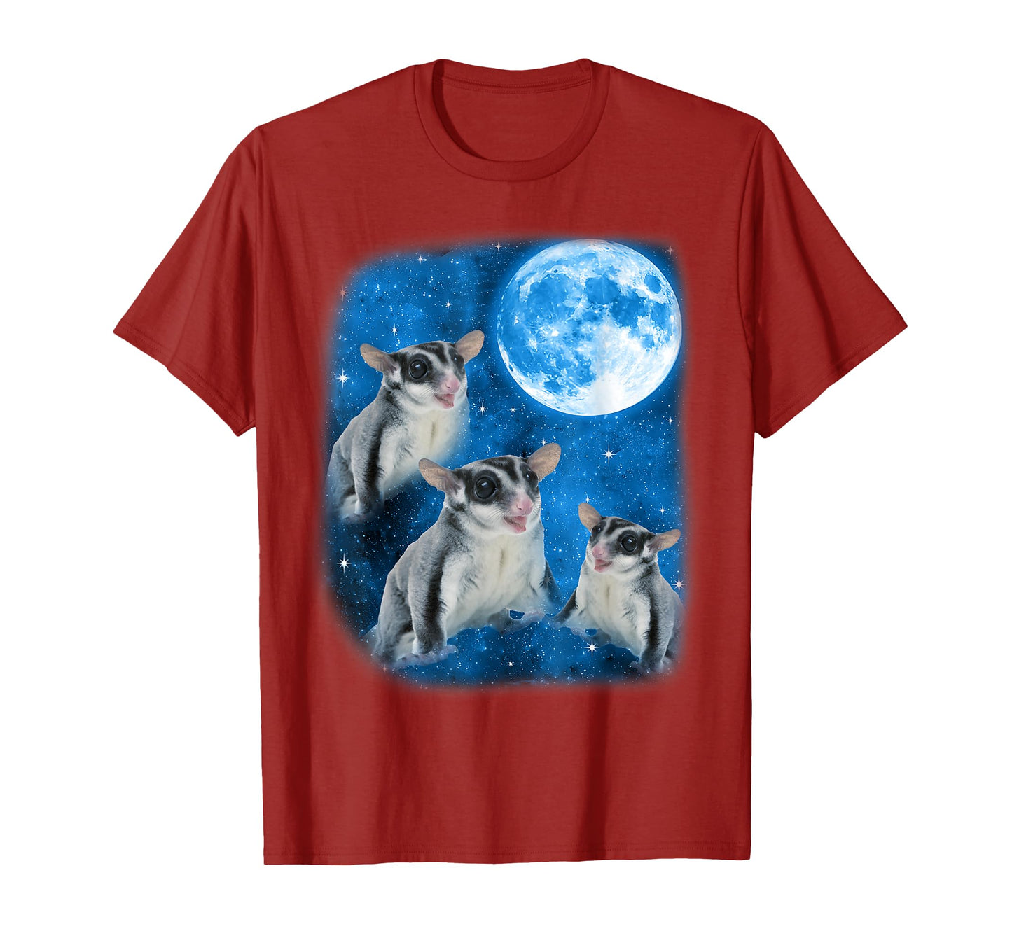 Sugar Glider Howling At The Space Full Moon Night Starry Sky T-Shirt