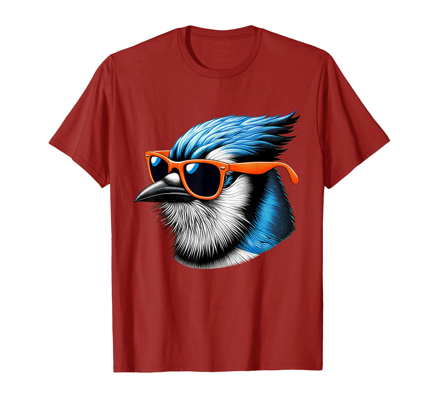 Cool Blue Jay Bird Wearing Sunglasses Graphic Art T-Shirt
