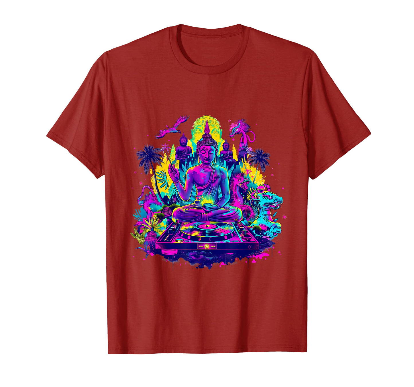 Buddha DJ Tropical Turntable DJ Buddha Dance Club Meditation T-Shirt