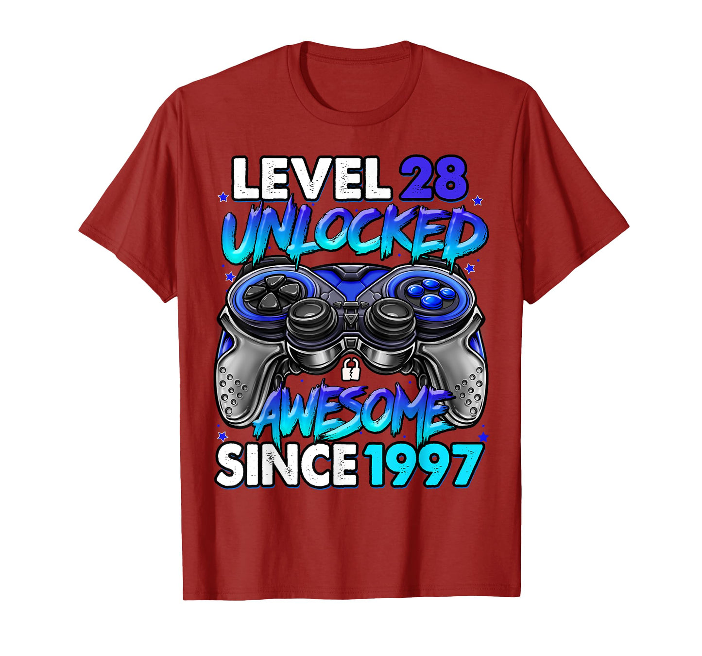 Level 28 Unlocked Awesome Since 1997 28th Birthday Gaming T-Shirt