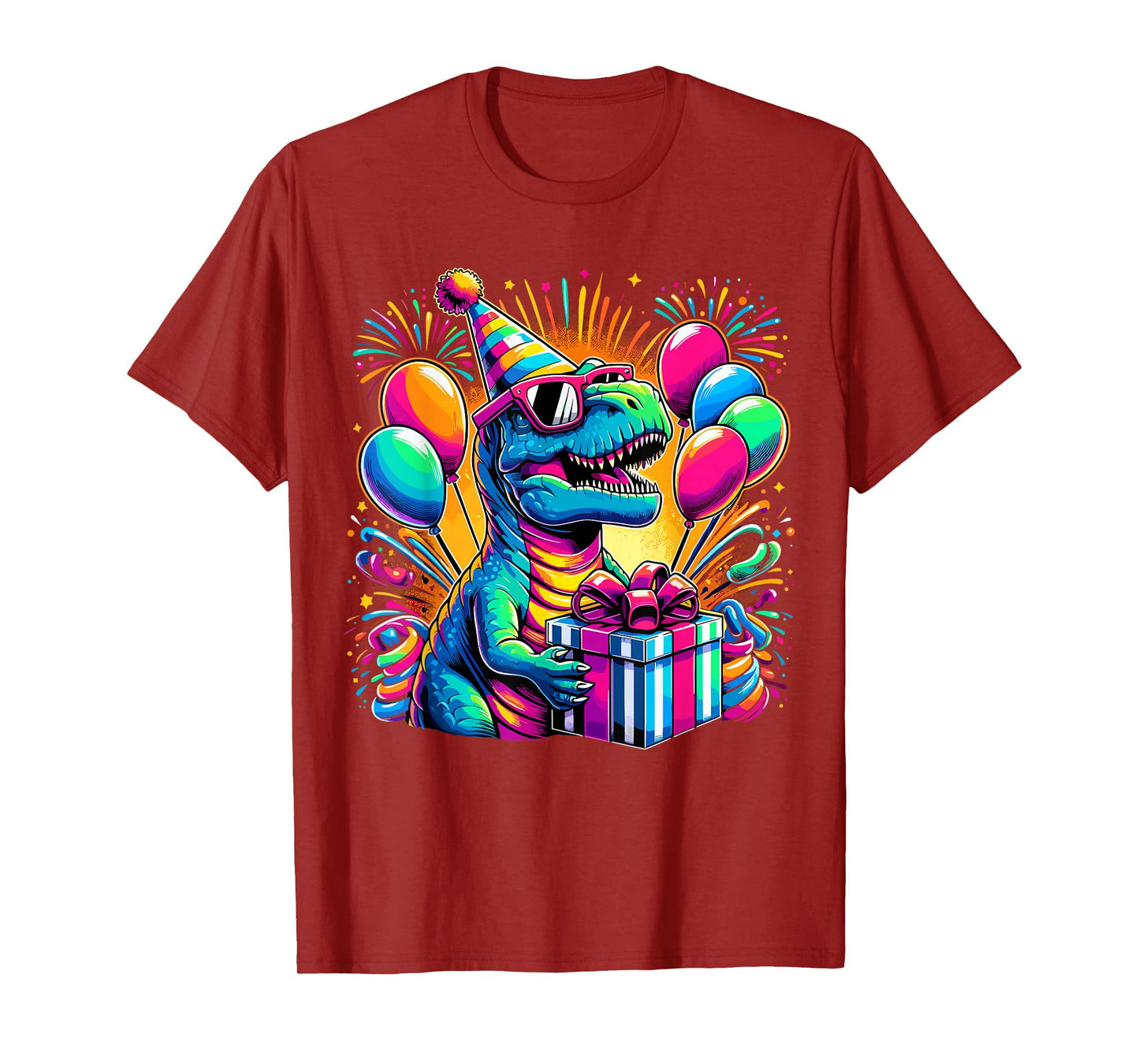 Dinosaur Birthday Party T-Rex Retro Dinosaur T-Shirt