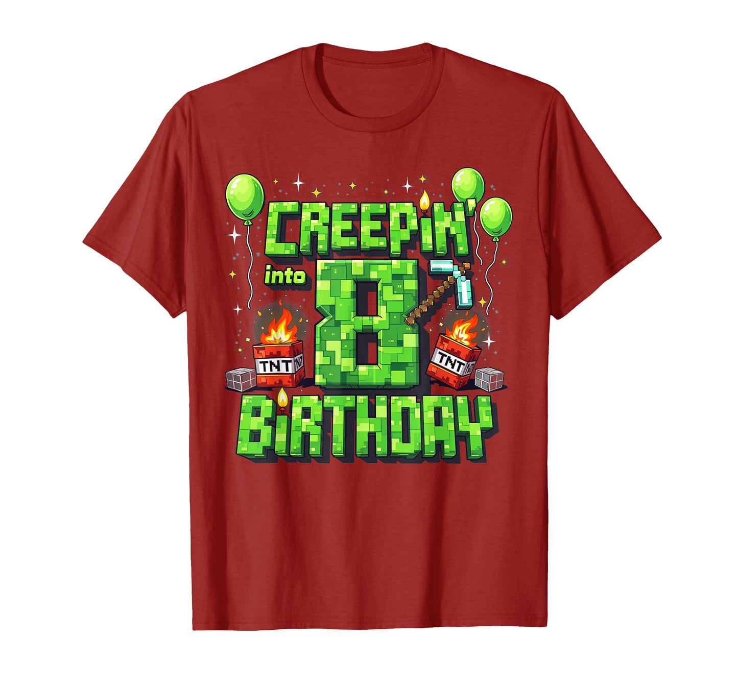 It's My 8th Birthday Boy Gamer Creepin’ Into 8 Gamer Pixel T-Shirt