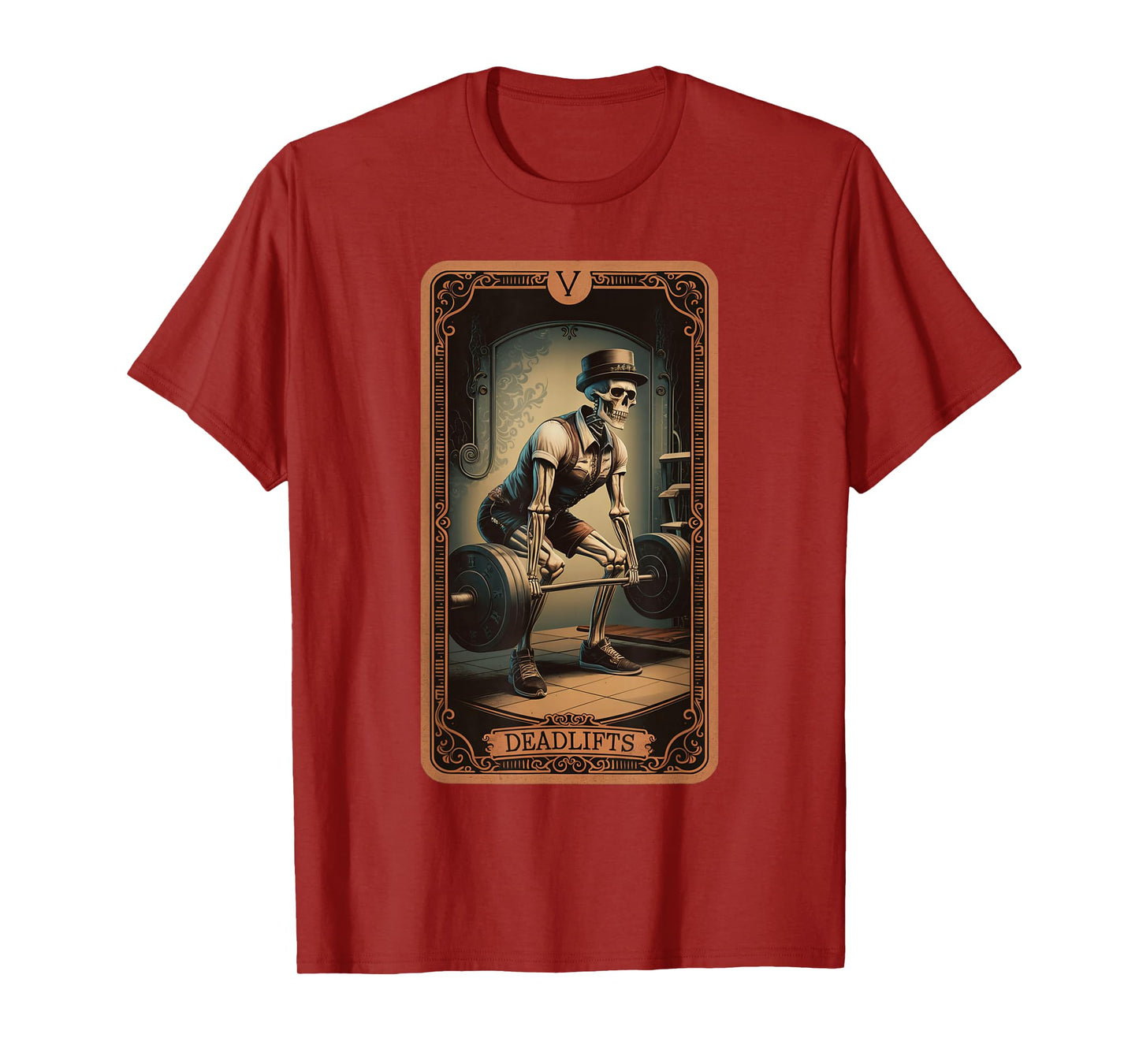 Tarot Card Skeleton Deadlifts Powerlifting Weightlifting Gym T-Shirt