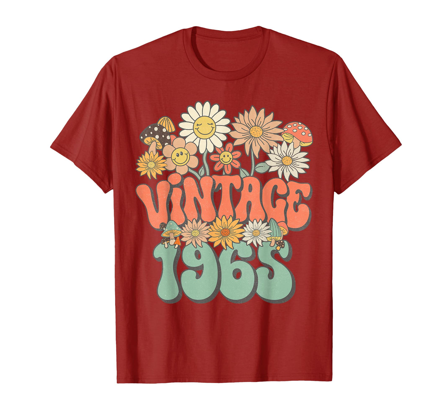 Retro Groovy Vintage 1965 Floral Hippie Daisy 60th Birthday T-Shirt