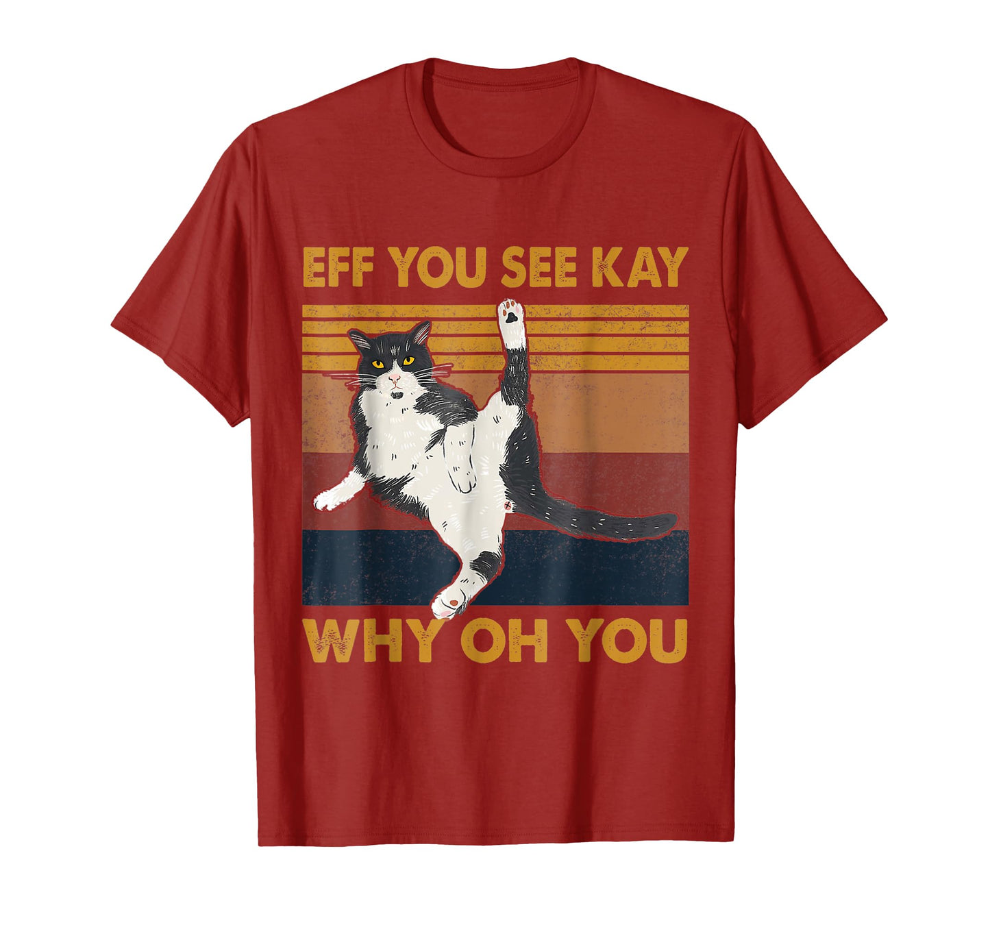Eff You See Kay Why Oh You Cat Yoga Retro Vintage T-Shirt for Men Women Girls Kids
