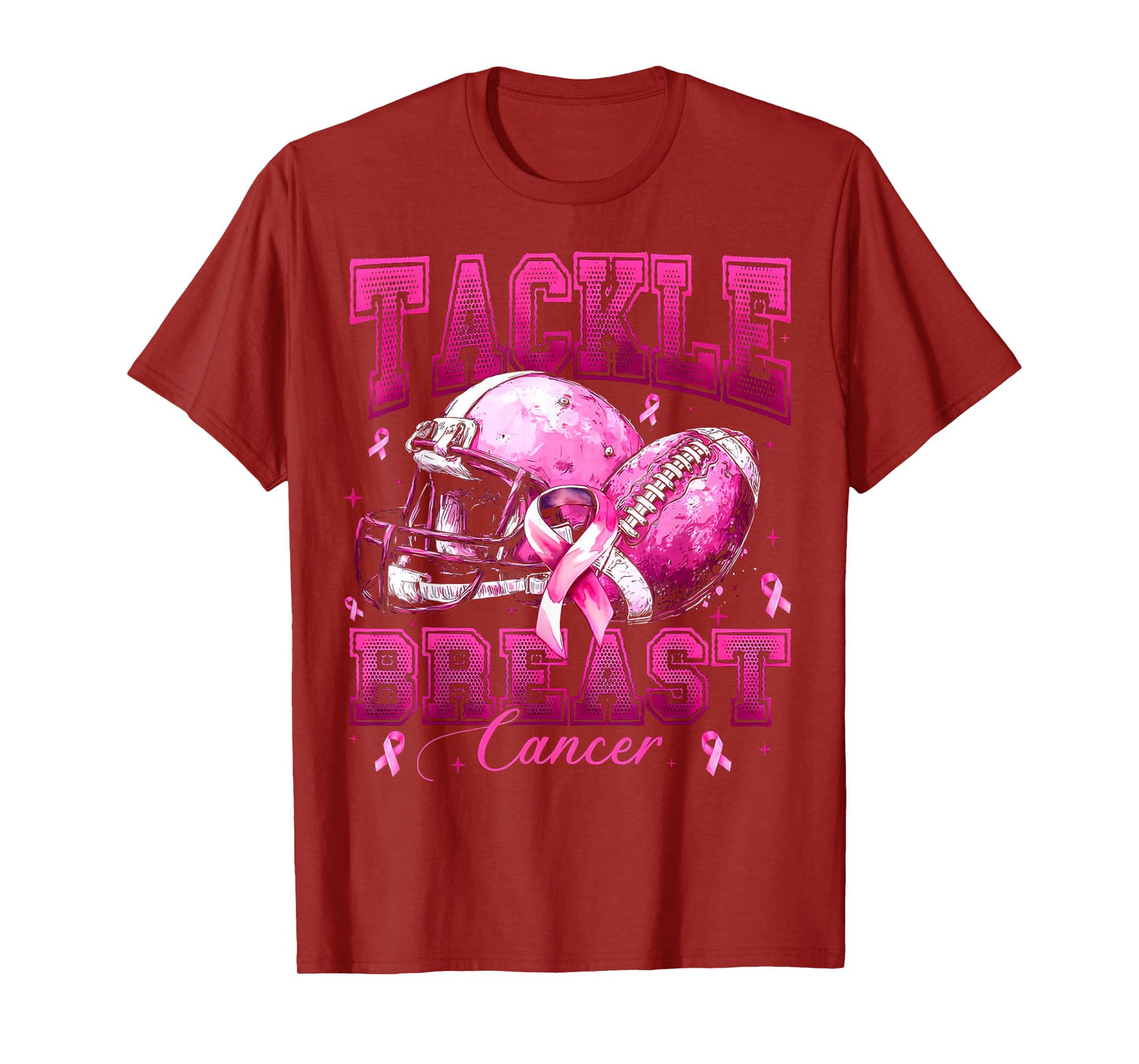 Tackle Breast Cancer Awareness American Football Girl Womens T-Shirt