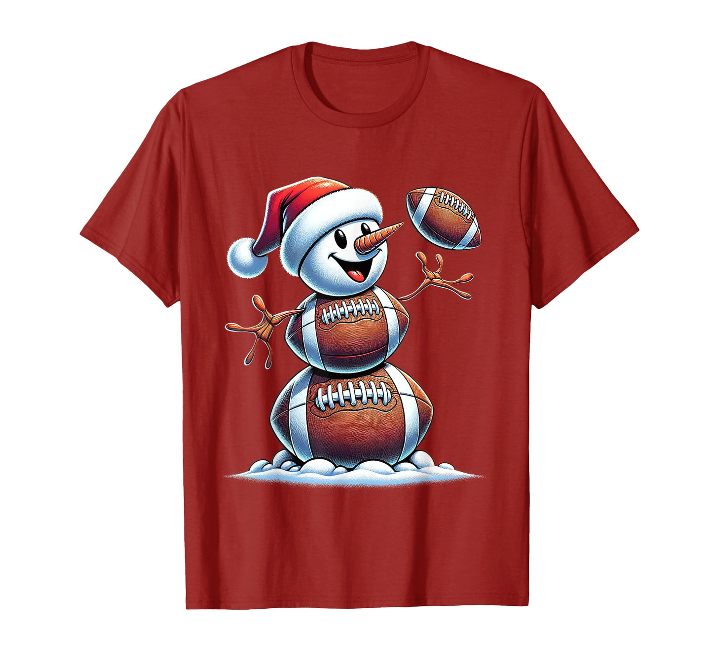 Football Snowman Christmas Cute American Football Kids Boys T-Shirt