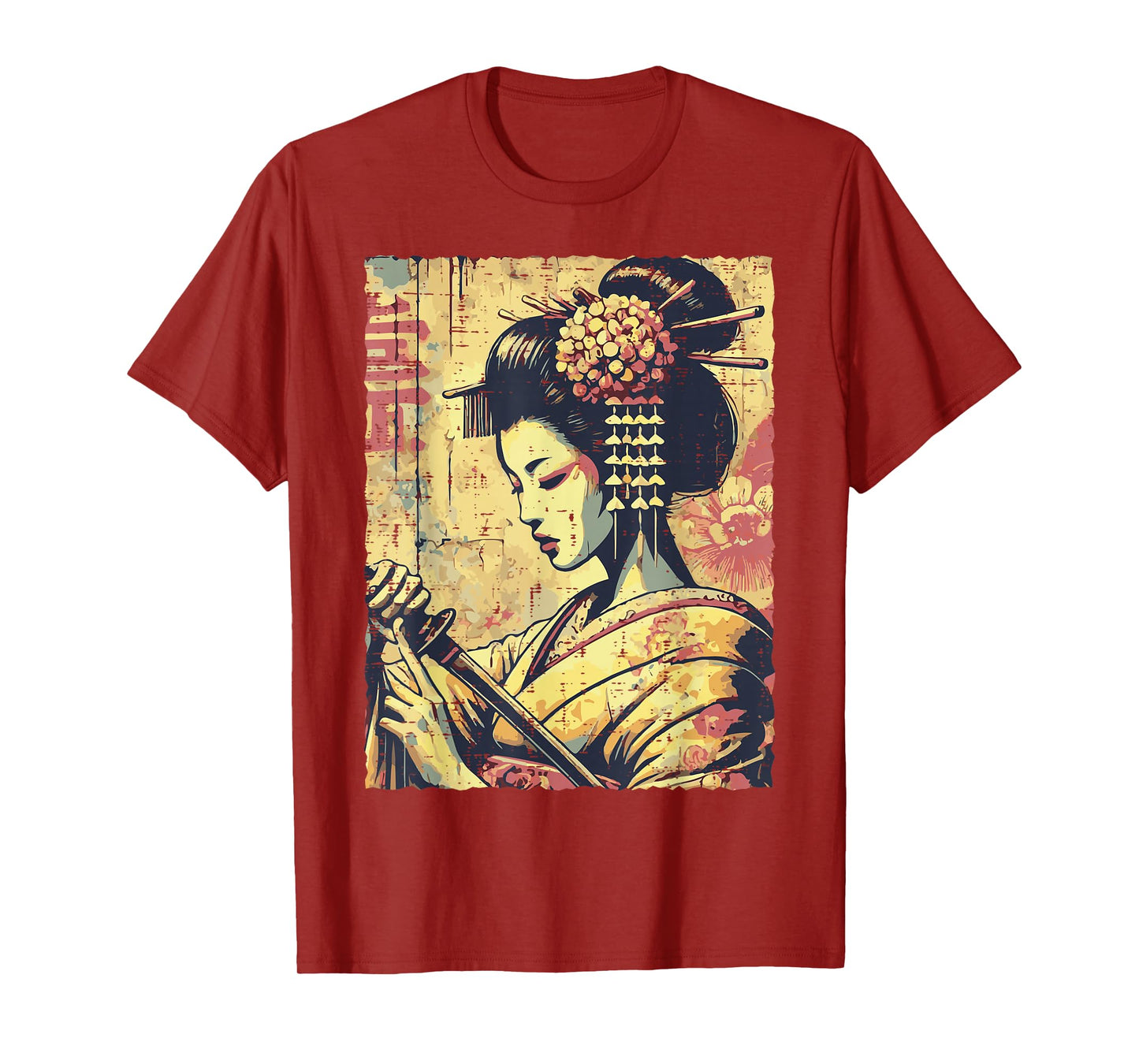Japanese Hipster Geisha Katana Vintage Women Girls Kids Men T-Shirt