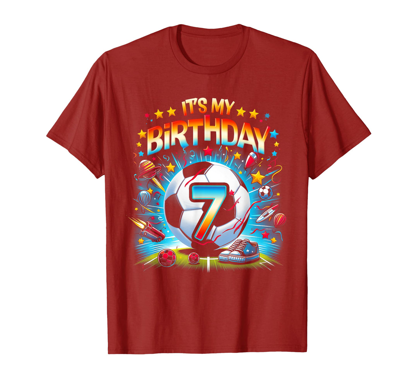 Kids It's My 7th Birthday Boys Soccer Football 7 Years Old T-Shirt