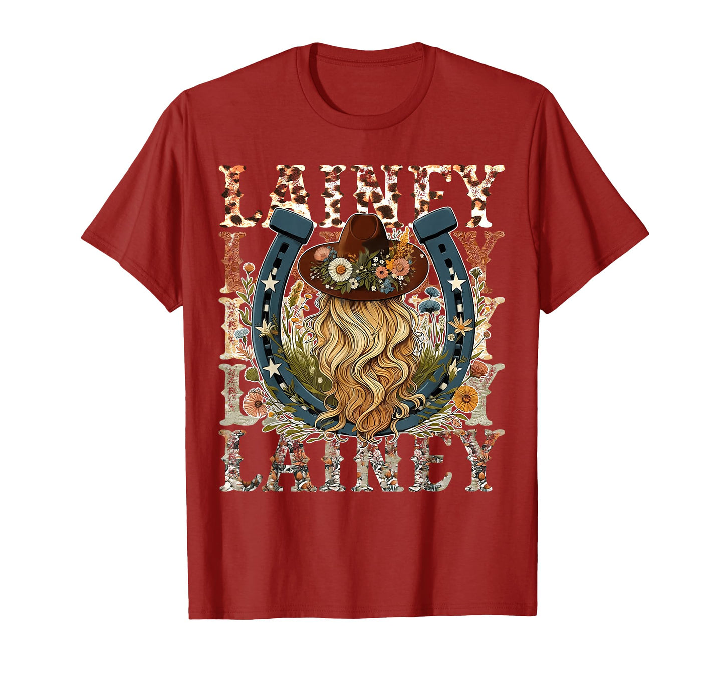 Lainey First Name Personalized Birthday Cowgirl Black Retro Unisex-Kids/Adults T-Shirt