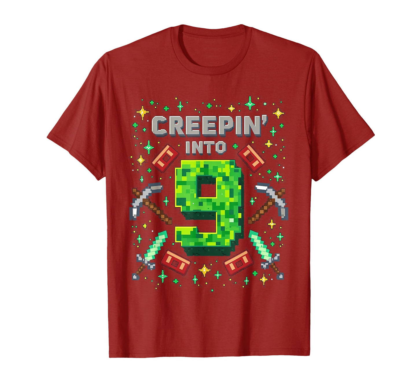 It's My 9th Birthday Boy Gamer Creepin’ Into 9 Gamer Pixel T-Shirt