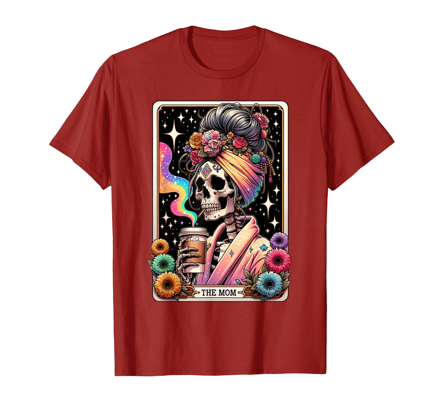 The Mom Funny Tarot Card Women Messy Bun Coffee Mommy Mama T-Shirt