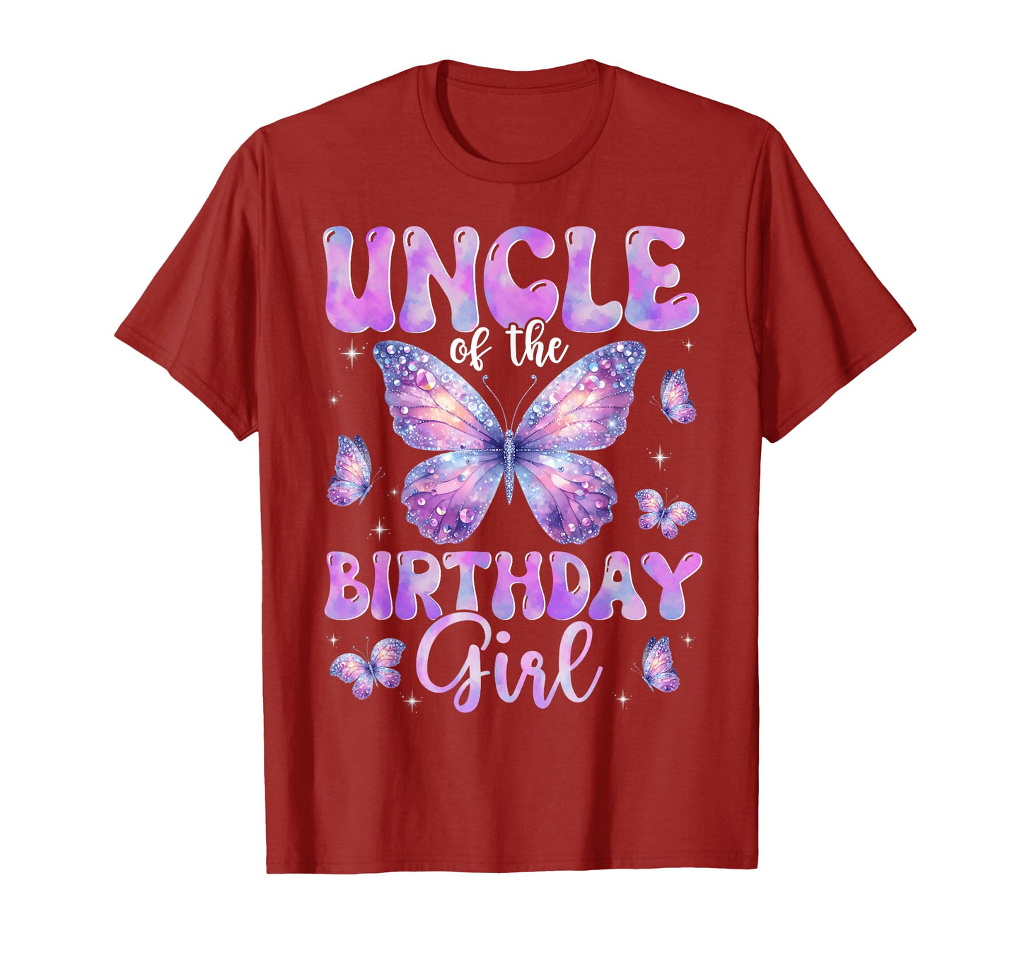 Uncle Of The Birthday Girl Butterfly Family Matching T-Shirt