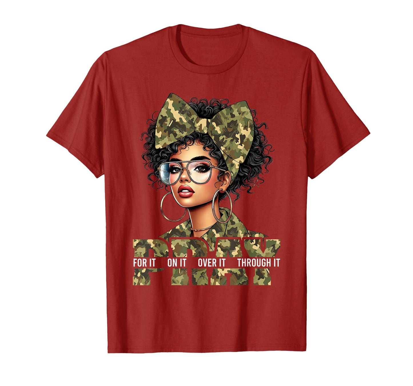 Pray On It Pray Over It Black Woman Afro Christian Sayings T-Shirt