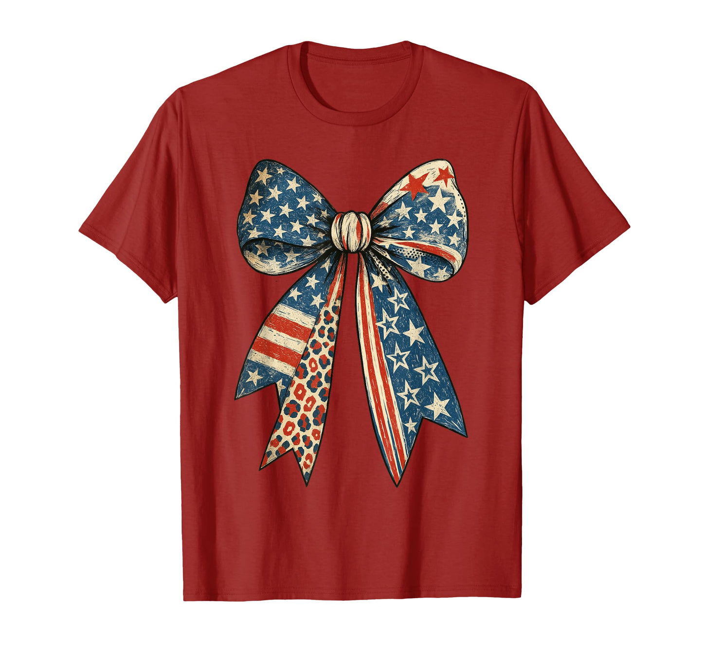 Vintage USA Bow in Red White Blue for Patriotic 4th Of July T-Shirt