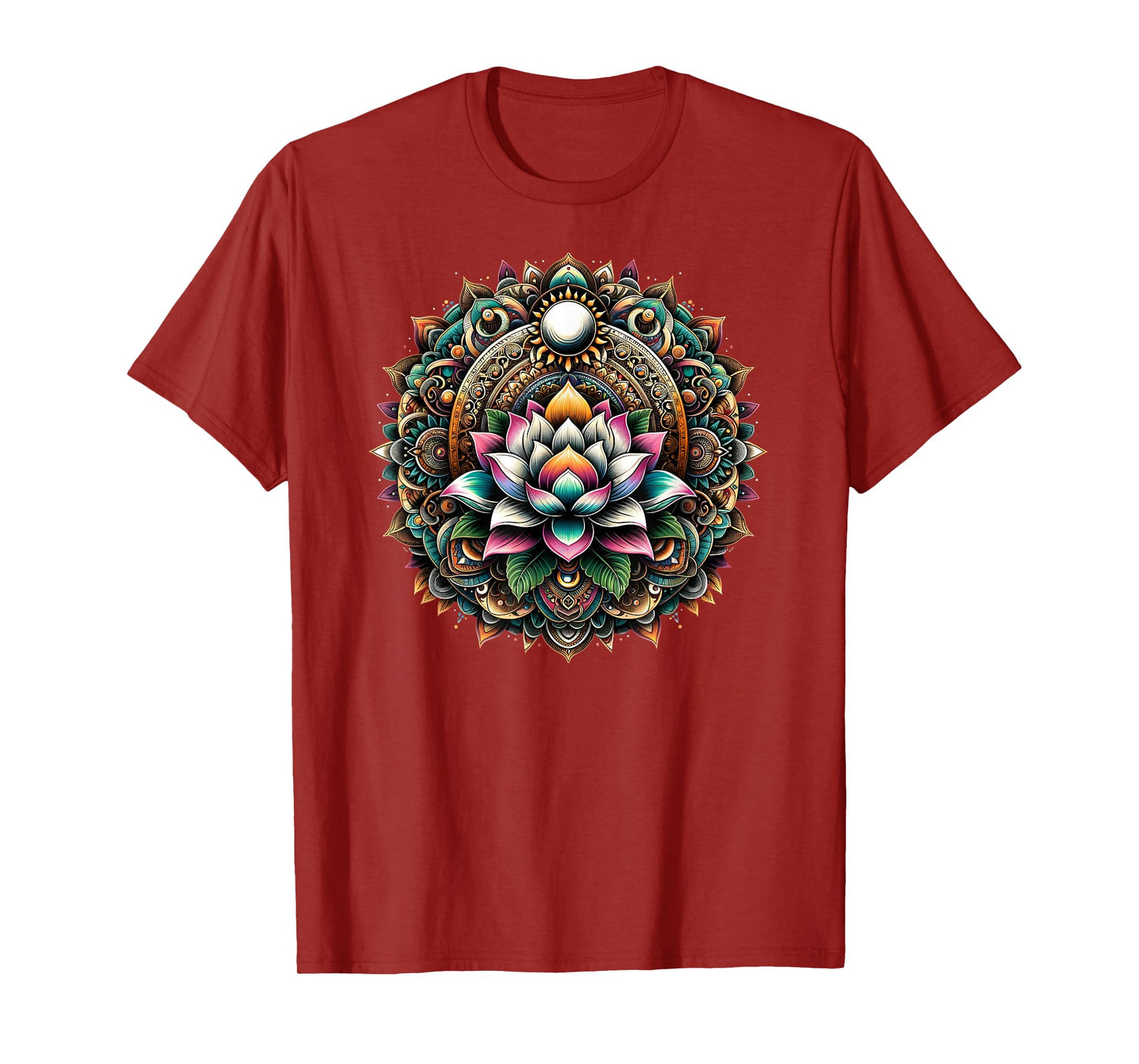 Lotus Blossom Mandala Circle Enchantment Spiritual Yoga T-Shirt