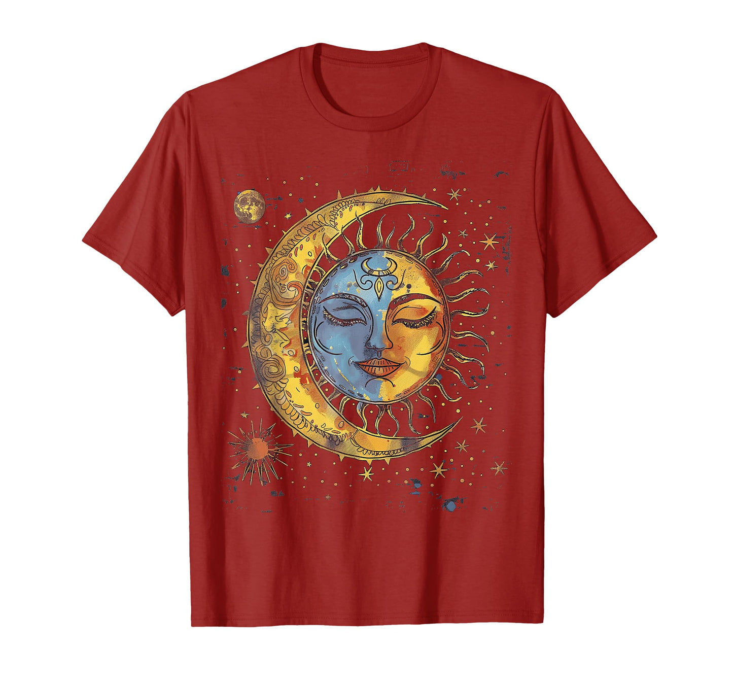 mystic sun and moon woman mystical flowers aesthetic T-Shirt