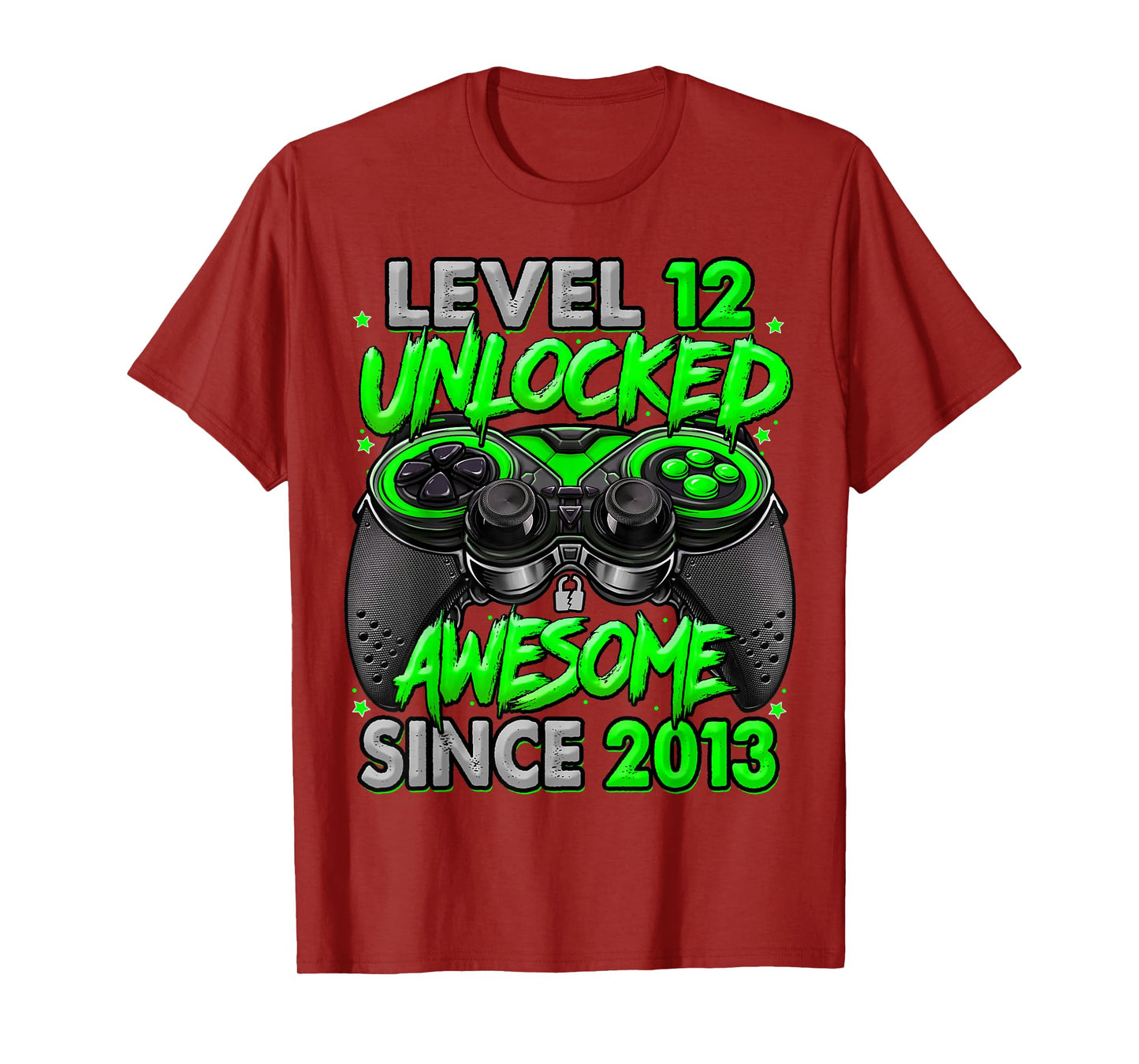 Level 12 Unlocked Awesome Since 2013 12th Birthday Gaming T-Shirt