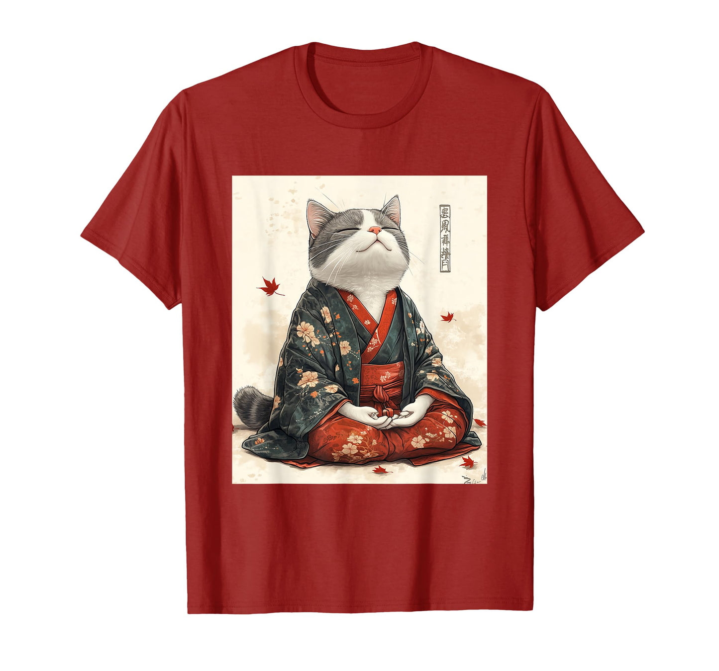 Zen Cat T-Shirt - Meditating Japanese Art Style Graphic Tee Men Women Kids T-Shirt