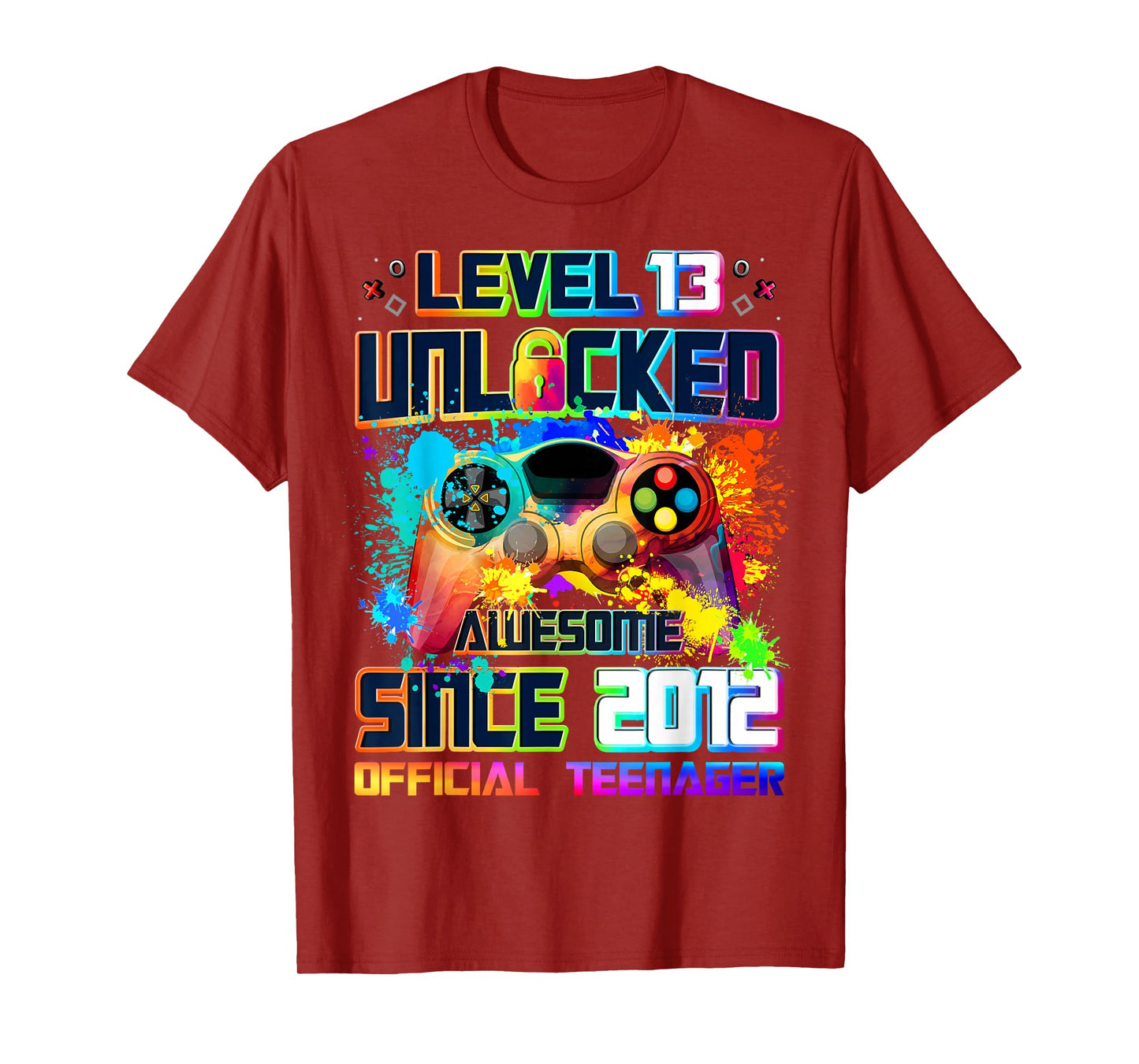 Level 13 Unlocked Awesome Since 2012 13th Birthday Gaming T-Shirt