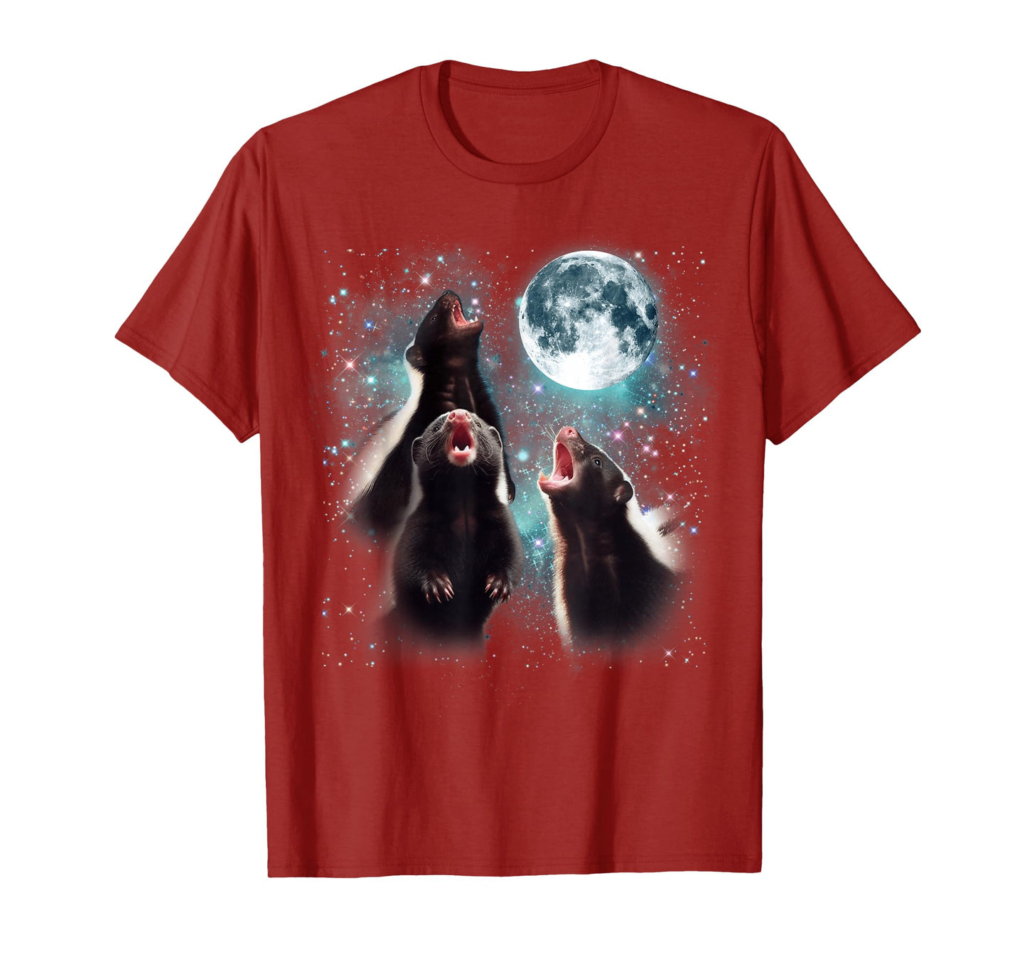 3 Skunk Moon Howling Skunk Head Funny For Men, Women, Kid T-Shirt