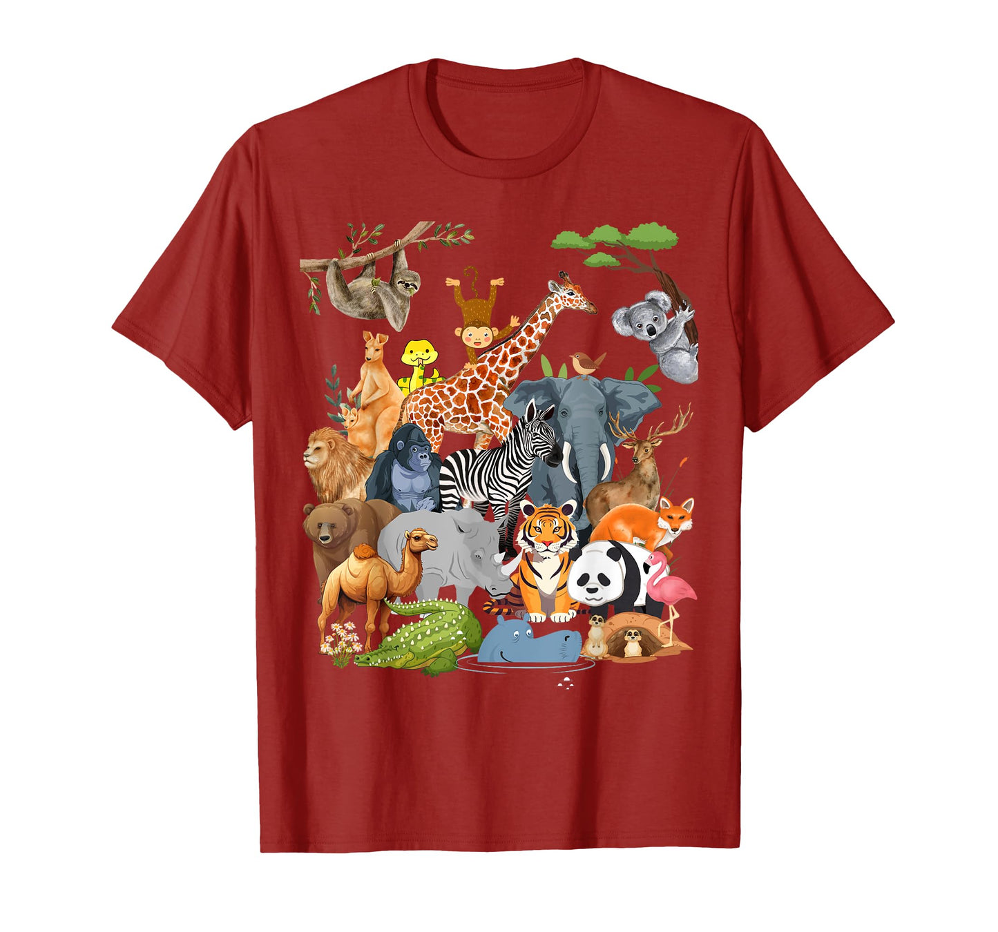 Men Women and Kids Wildlife Zoo Day Party Cute 22 Animals T-Shirt