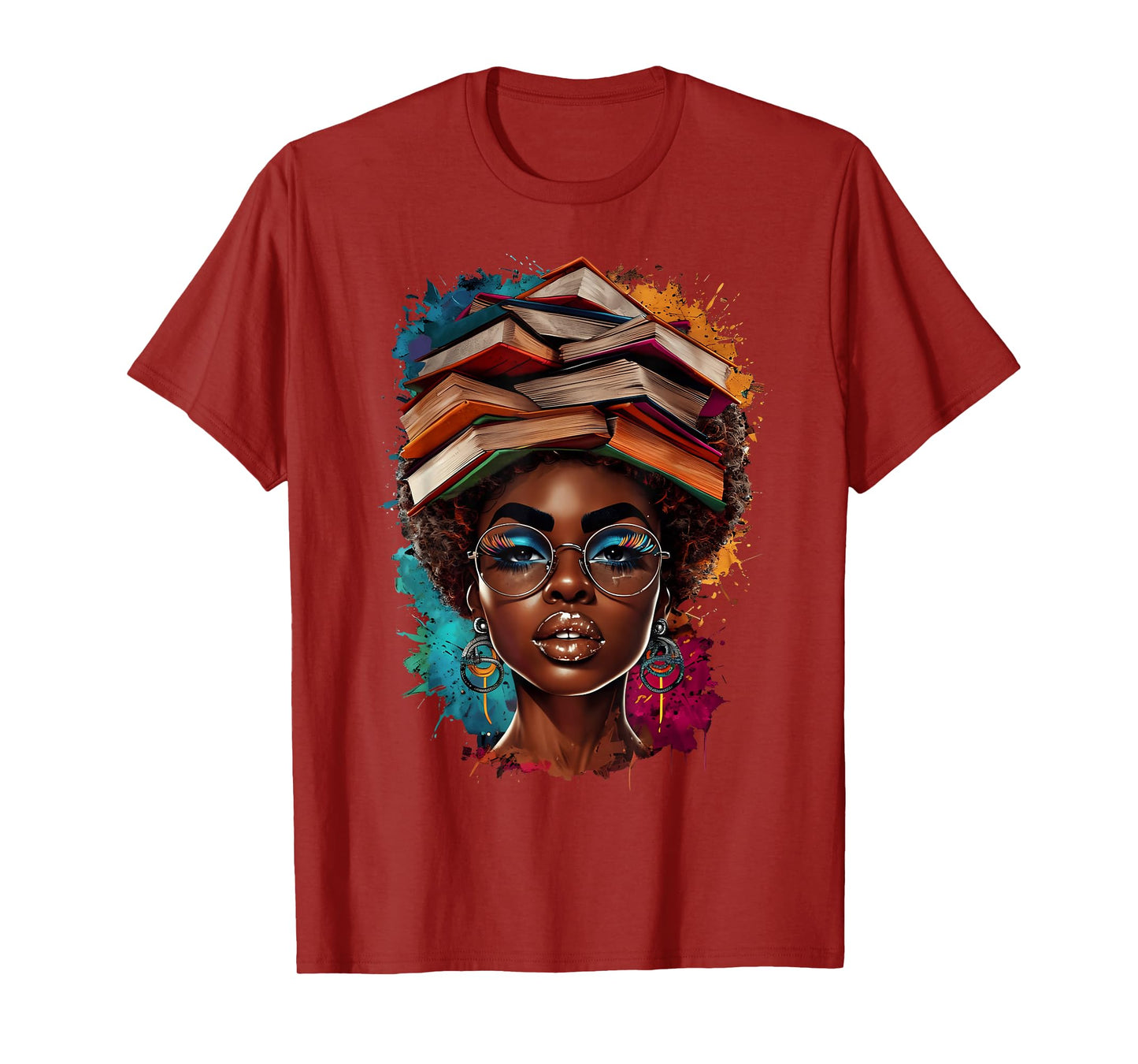 Melanin Black Girl Afro Book Lover Librarian Teacher Student T-Shirt